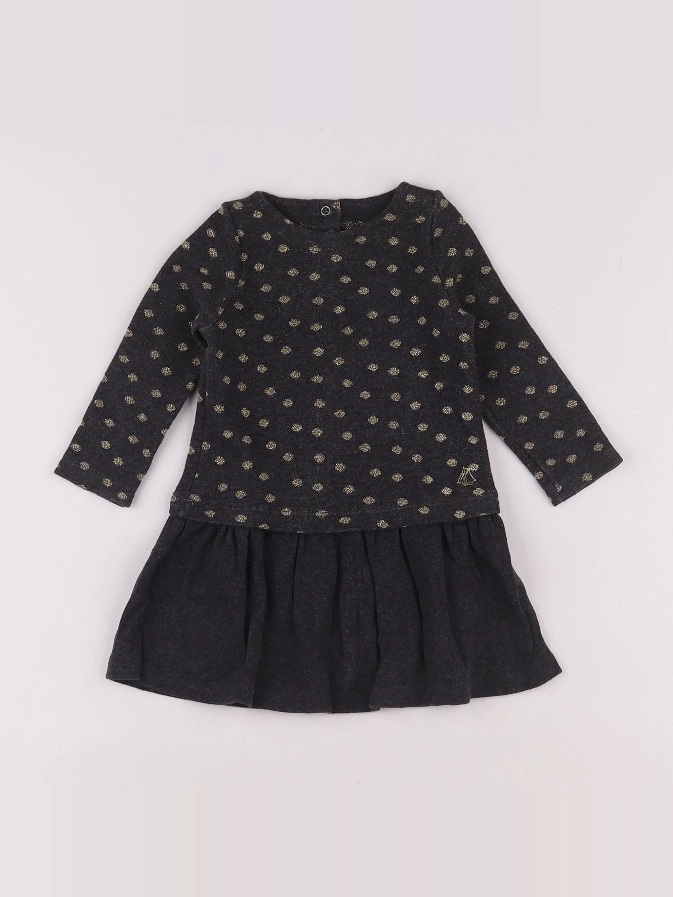 Petit Bateau - robe gris - 12 mois