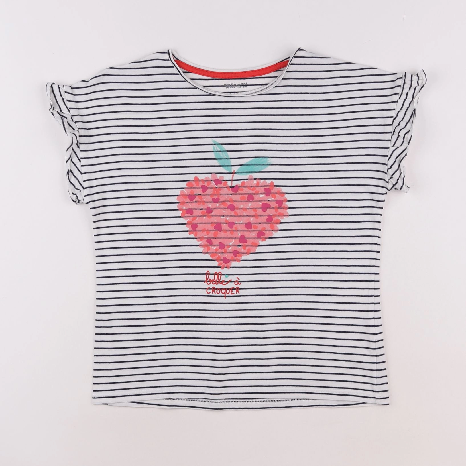 Vertbaudet - tee-shirt blanc, bleu - 10 ans