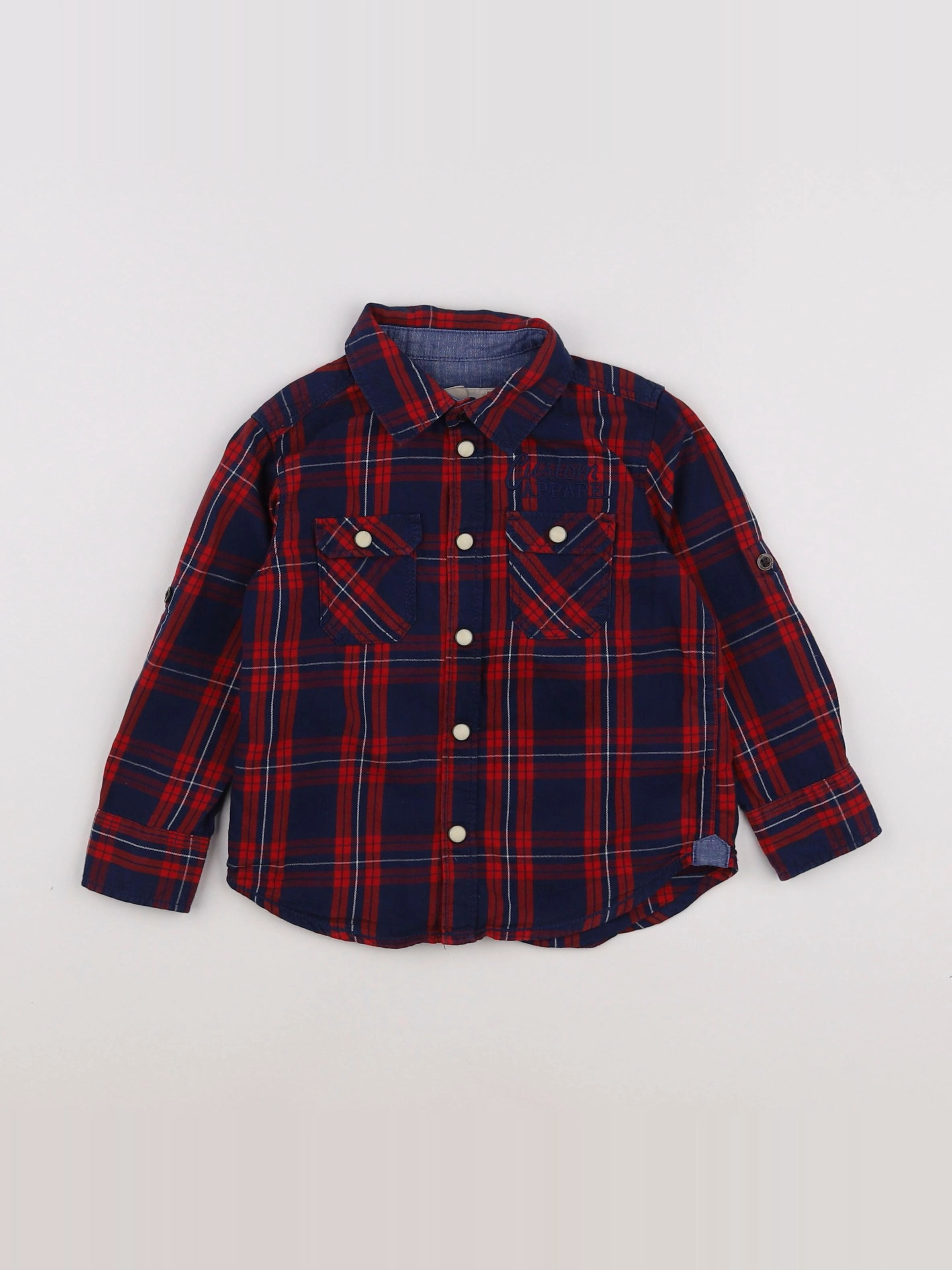 H&M - chemise bleu, rouge - 18 mois à 2 ans