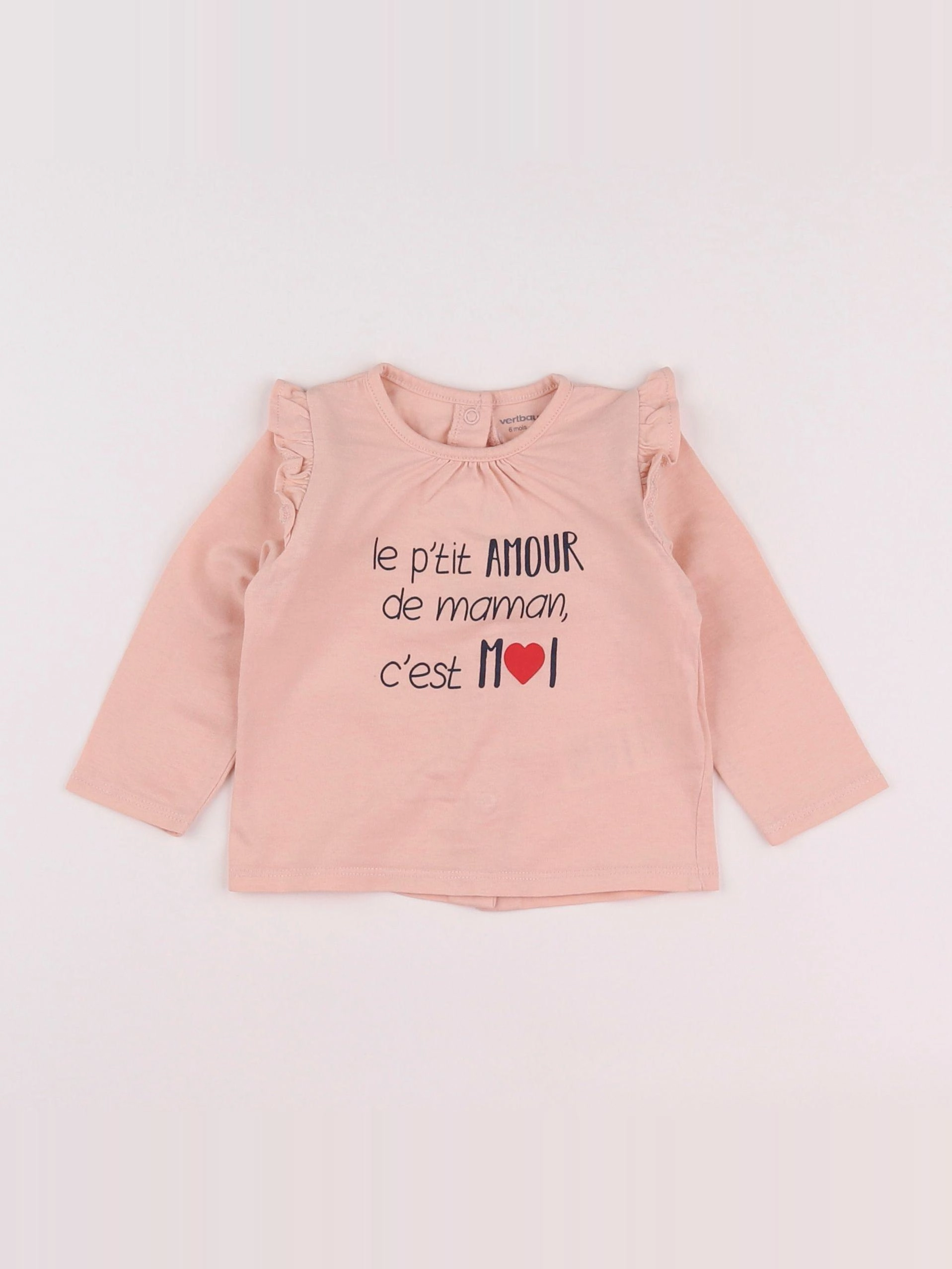 Vertbaudet - tee-shirt rose - 6 mois