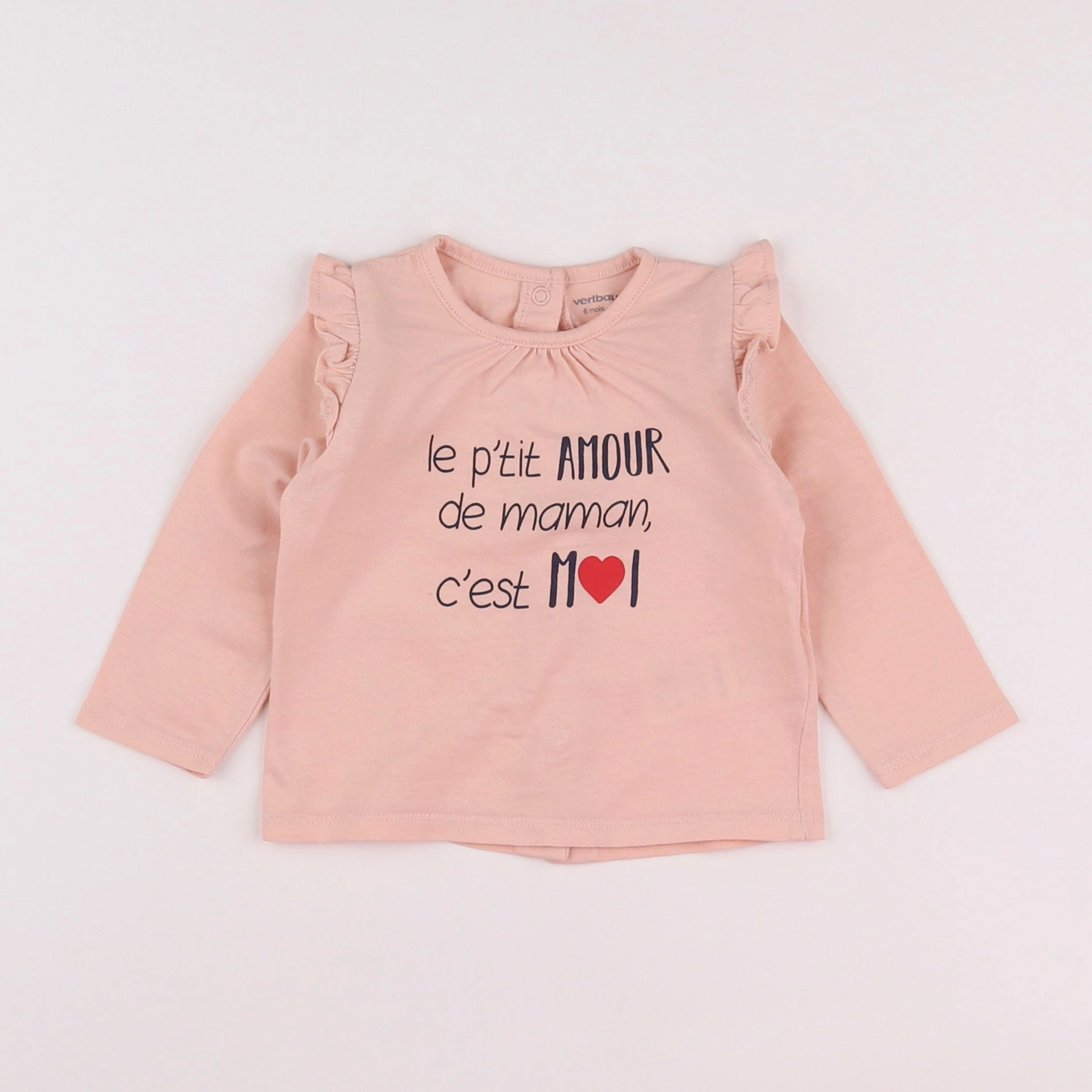 Vertbaudet - tee-shirt rose - 6 mois