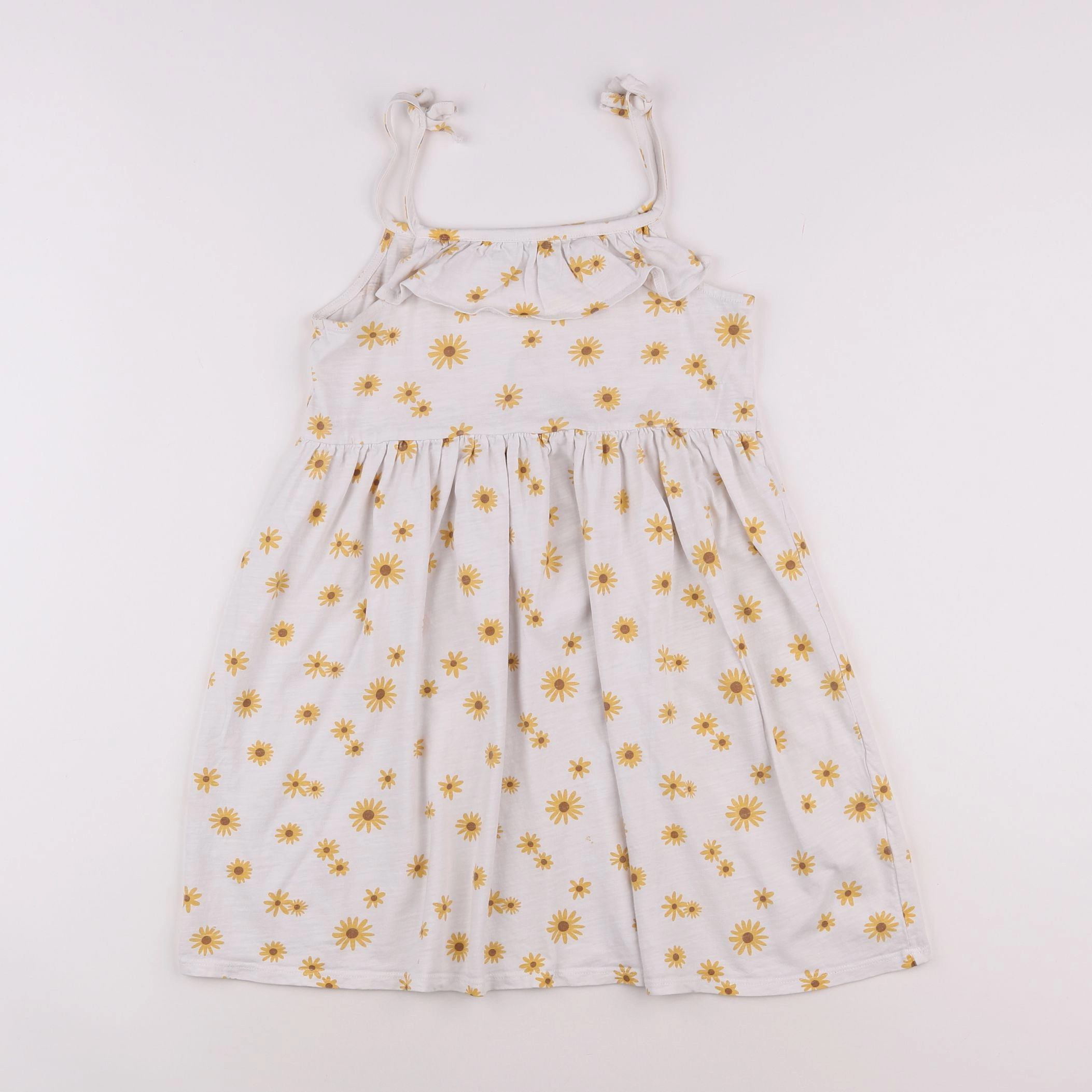 Vertbaudet - robe jaune, blanc - 10 ans