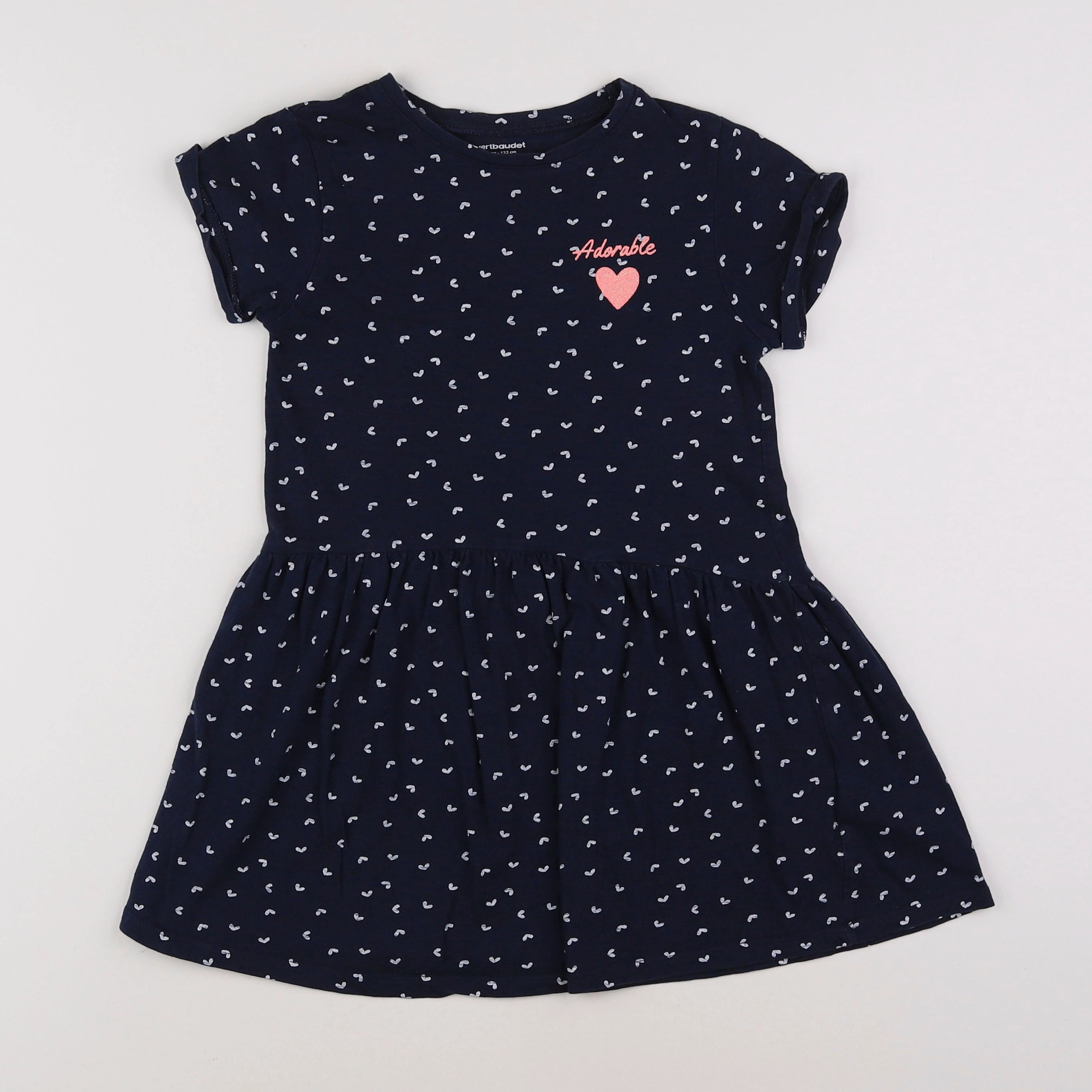 Vertbaudet - robe bleu, blanc - 7 ans