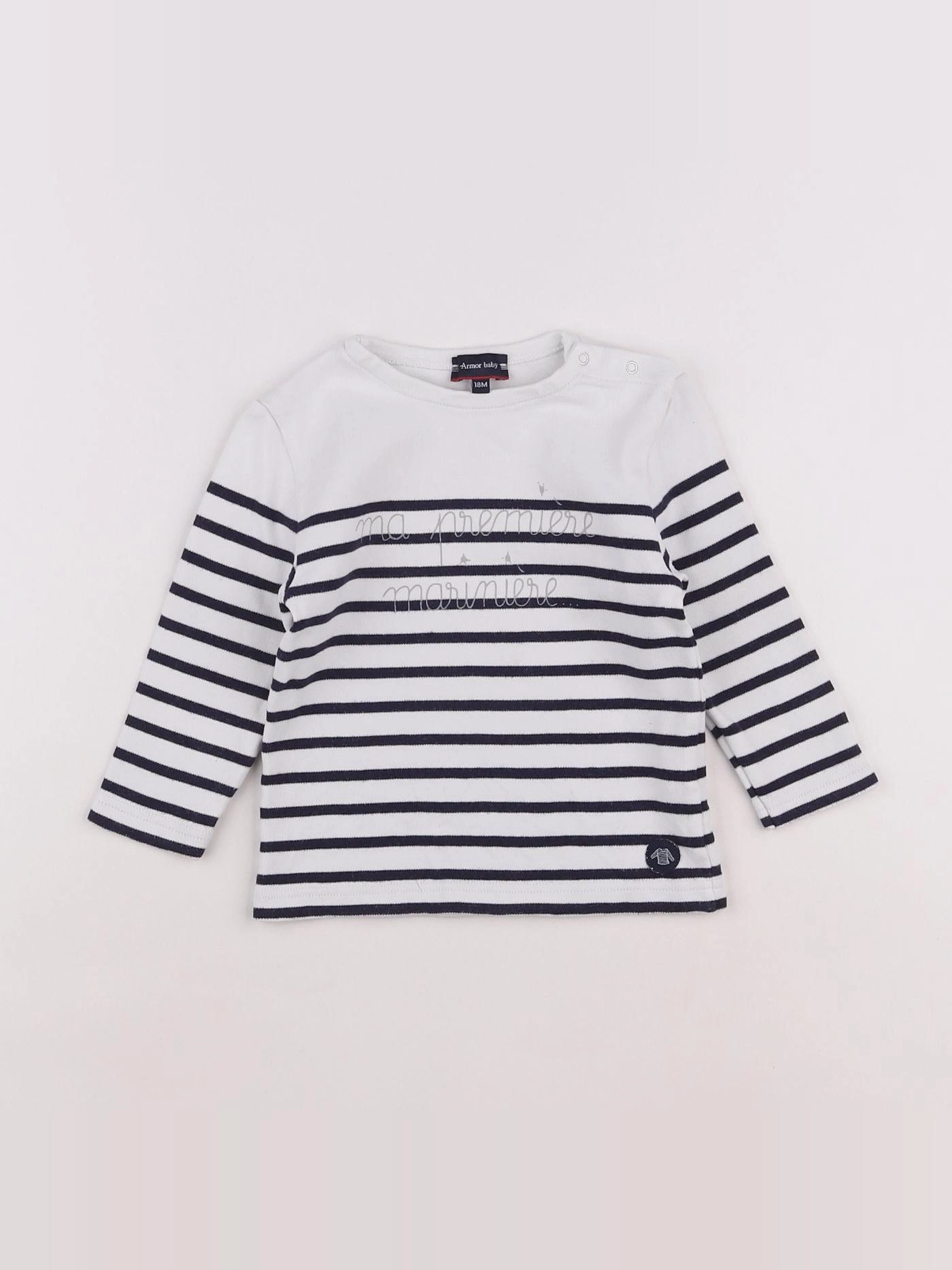 Armor Lux - tee-shirt bleu, blanc - 18 mois