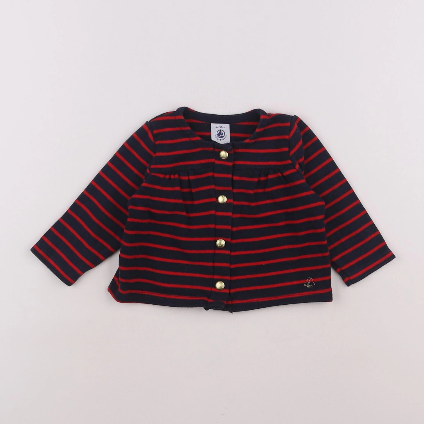 Petit Bateau - sweat bleu, rouge - 6 mois