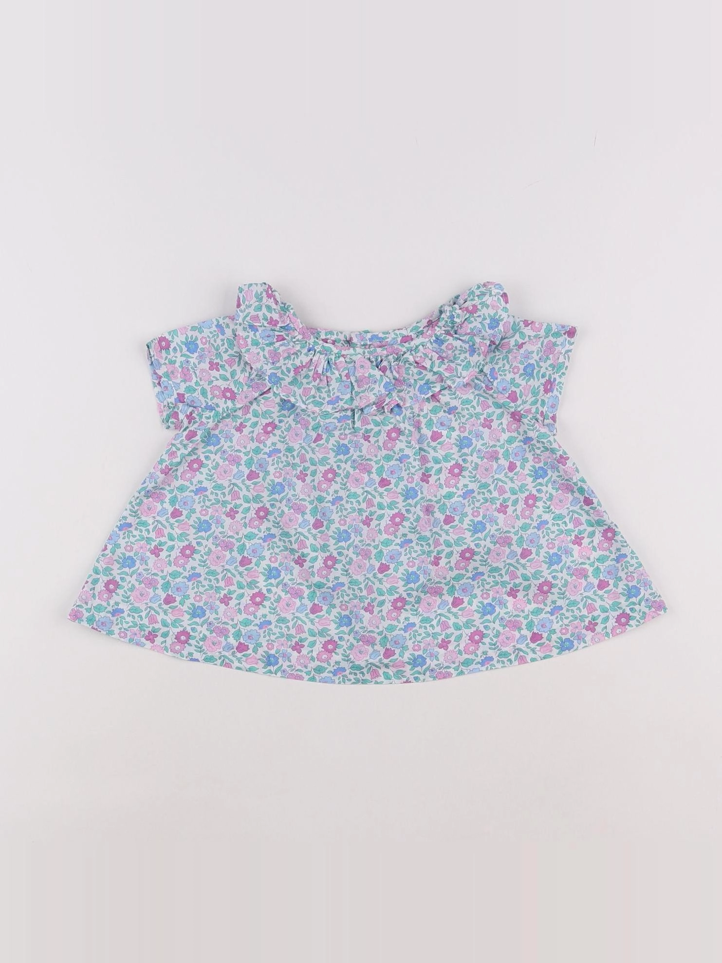 Jacadi - blouse liberty bleu, rose - 12 mois