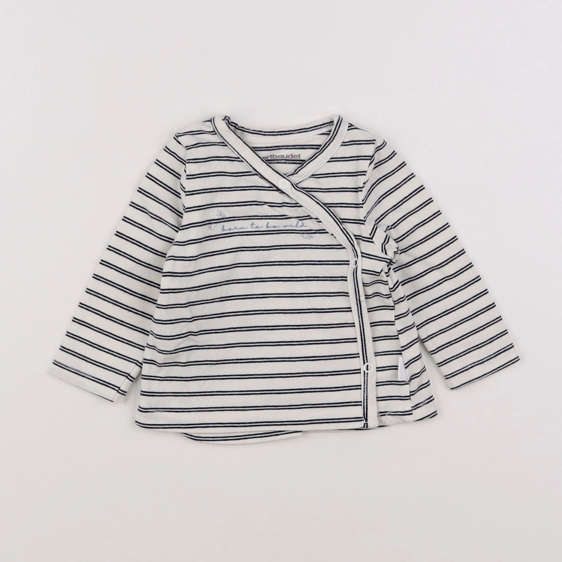 Vertbaudet - tee-shirt blanc, bleu - 6 mois