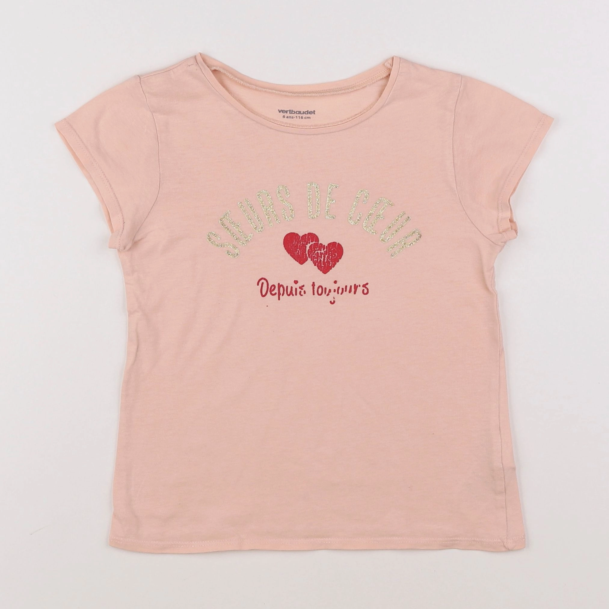 Vertbaudet - tee-shirt rose - 6 ans