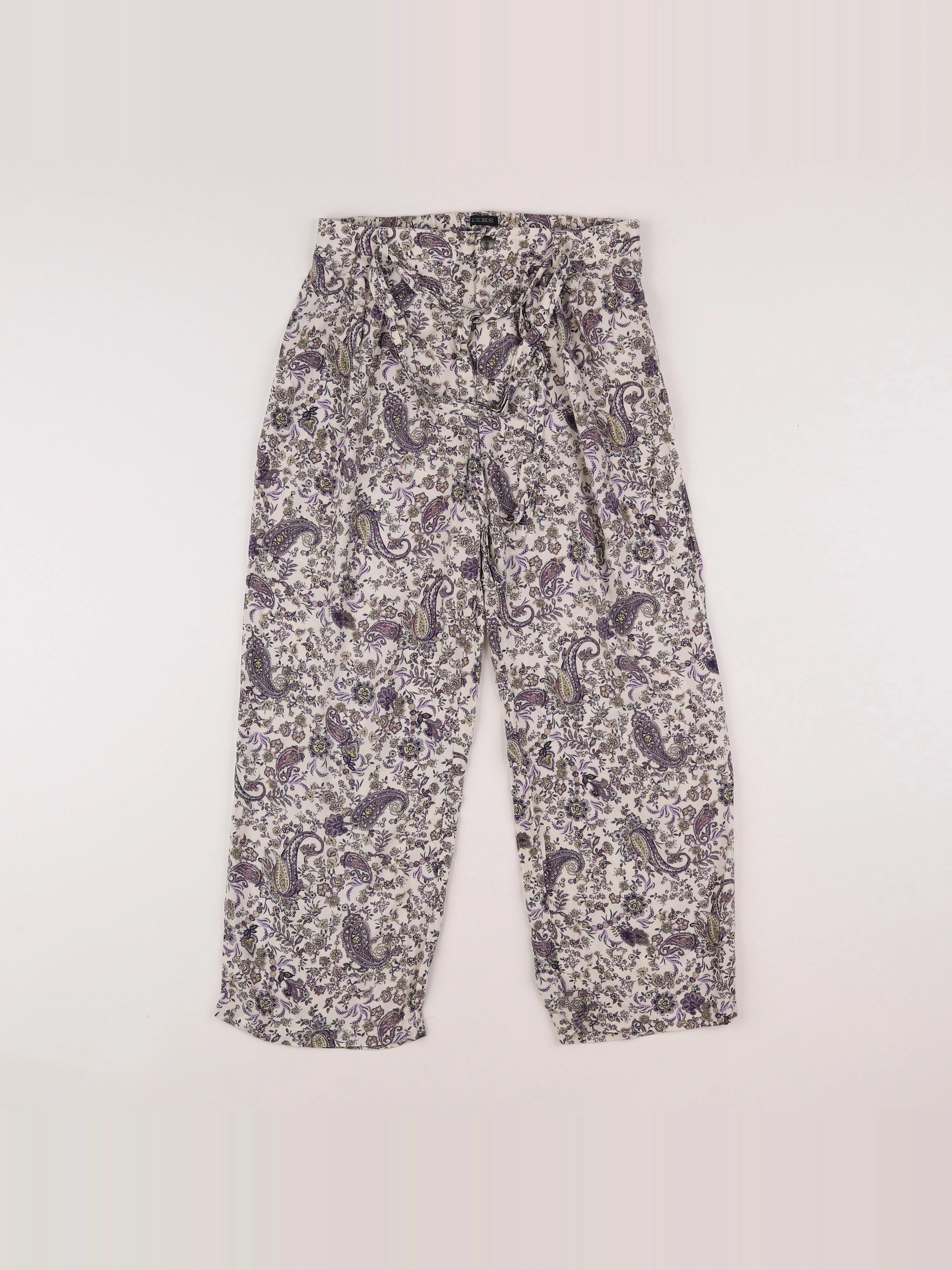 IKKS - pantalon blanc, violet - 12 ans