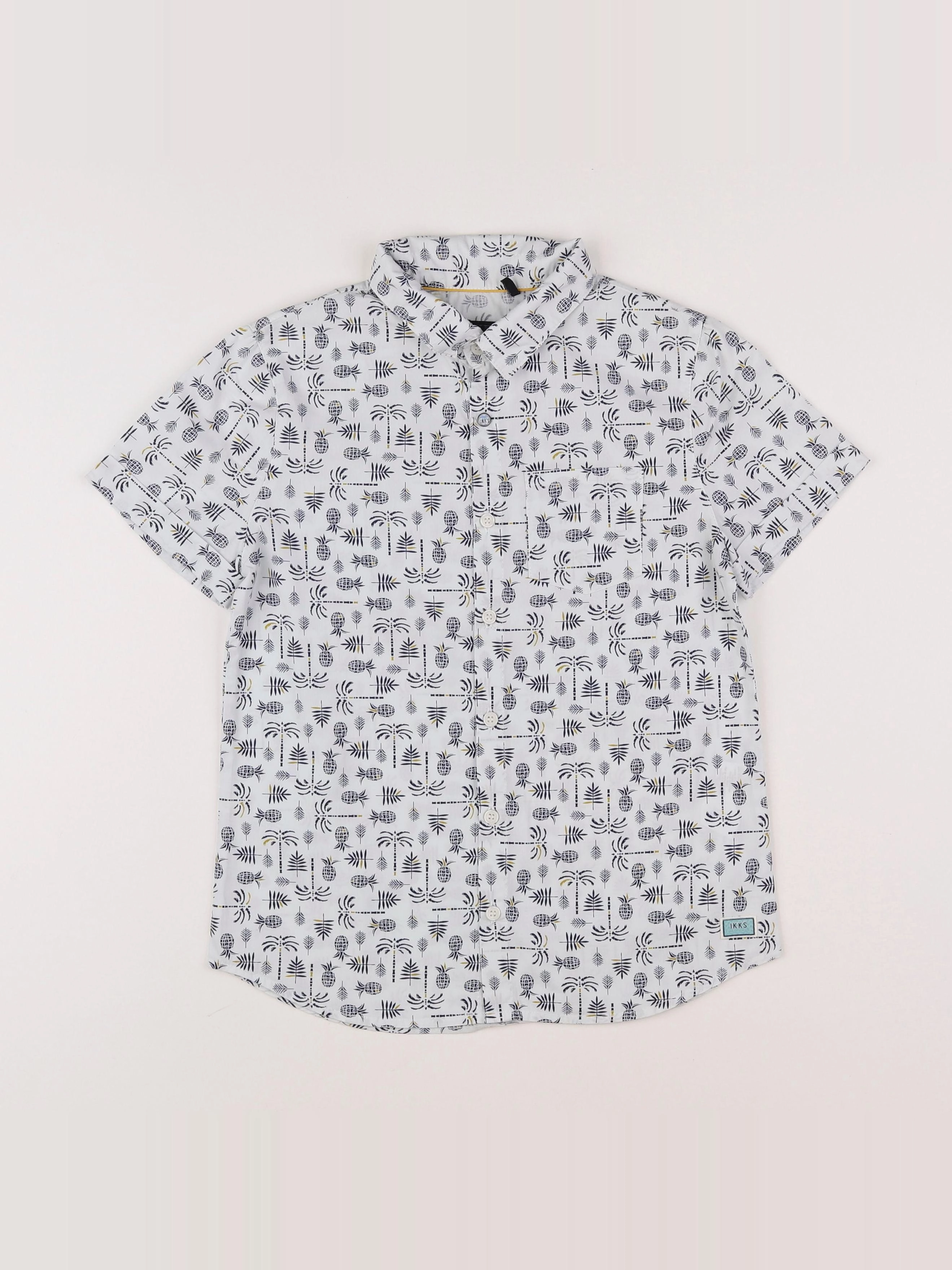 IKKS - chemise blanc, bleu, jaune - 10 ans