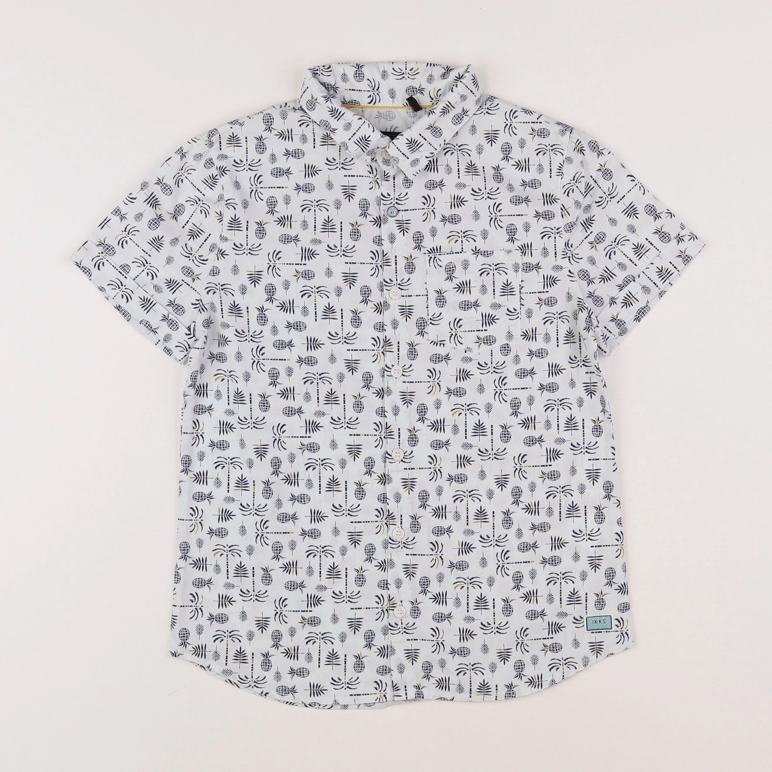 IKKS - chemise blanc, bleu, jaune - 10 ans