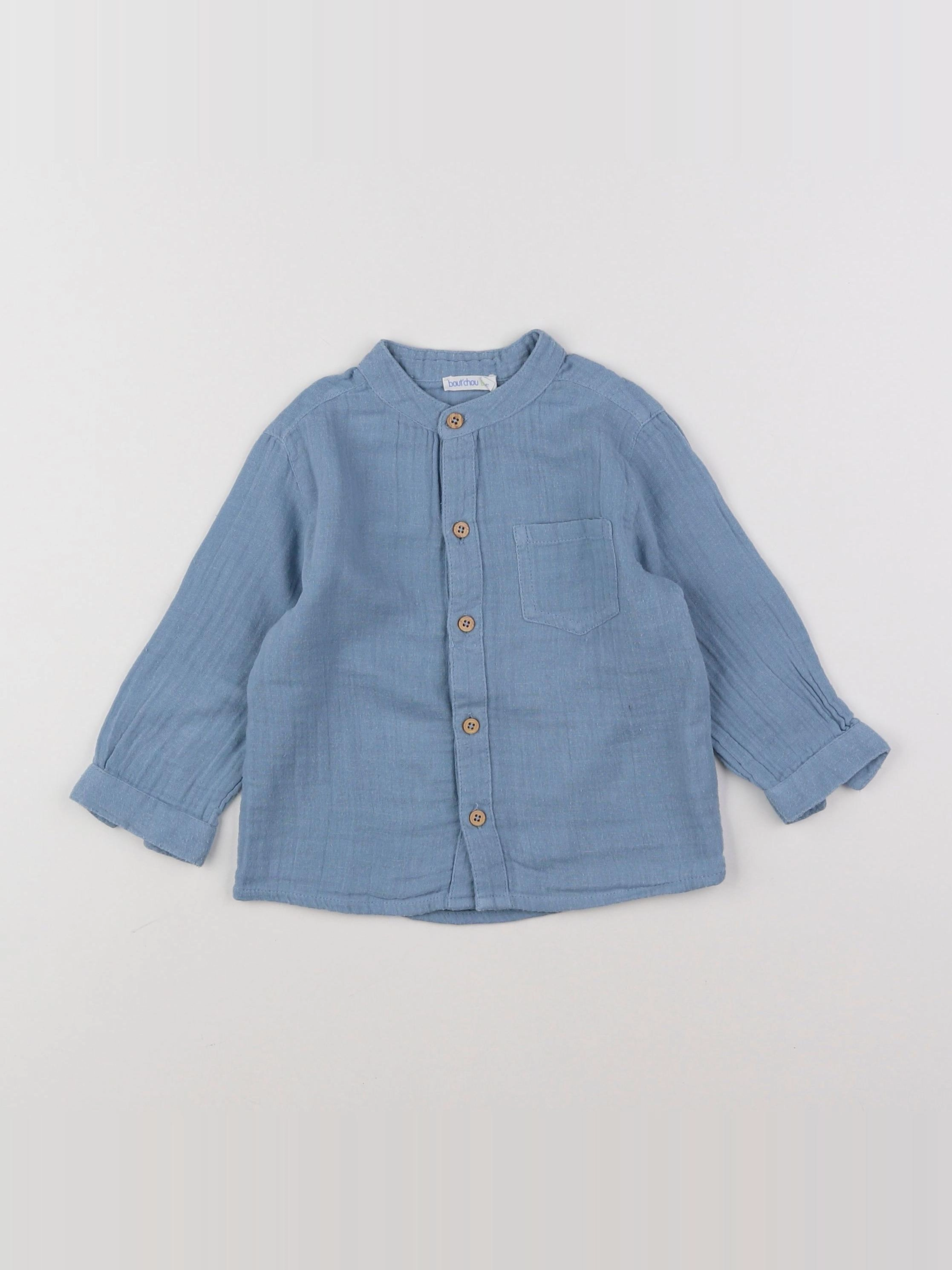 Boutchou - chemise bleu - 12 mois