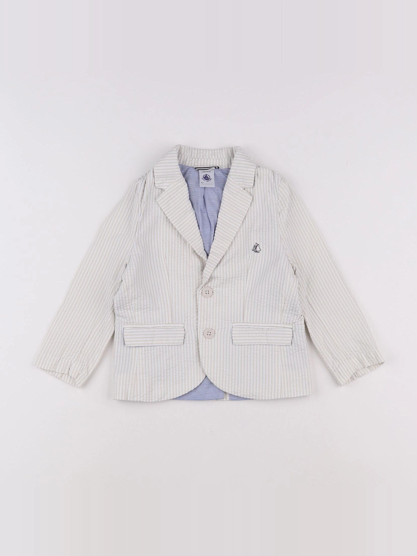 Petit Bateau - veste beige, blanc - 3 ans