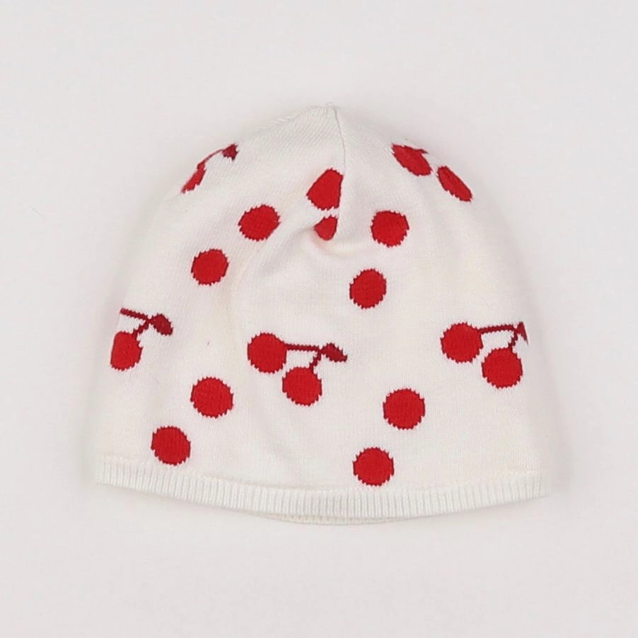 Jacadi - bonnet blanc, rouge - 6 mois