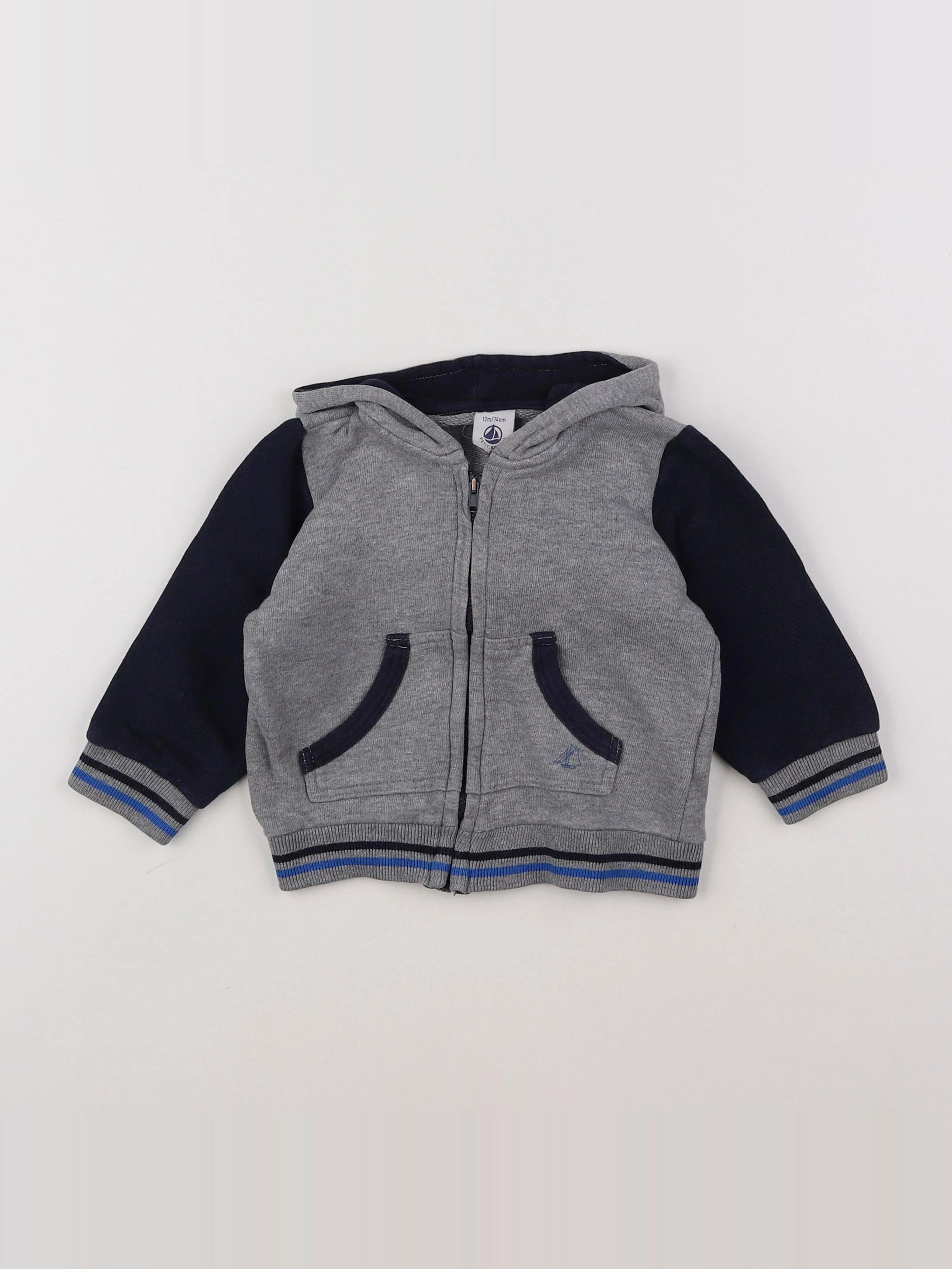 Petit Bateau - sweat gris - 12 mois