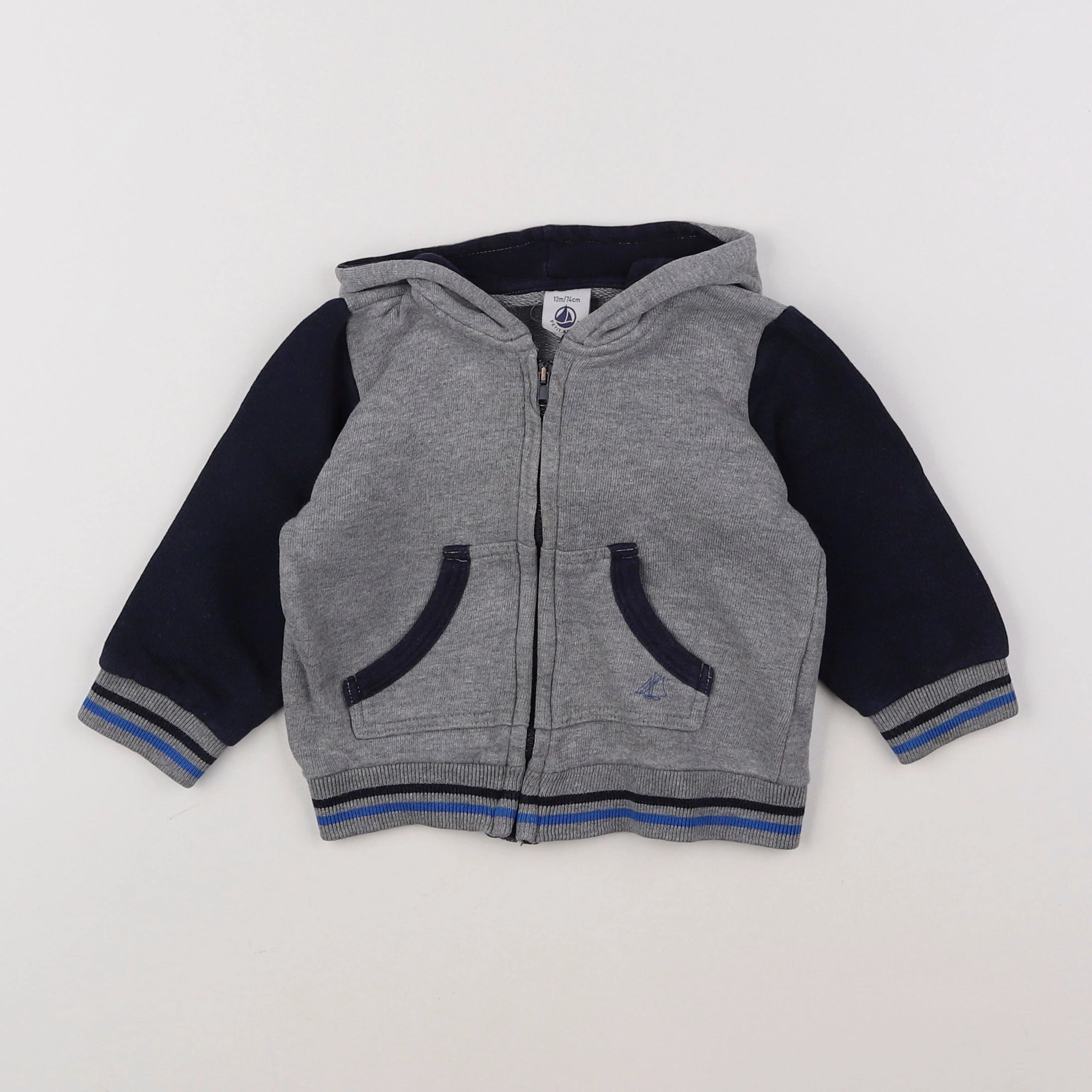 Petit Bateau - sweat gris - 12 mois