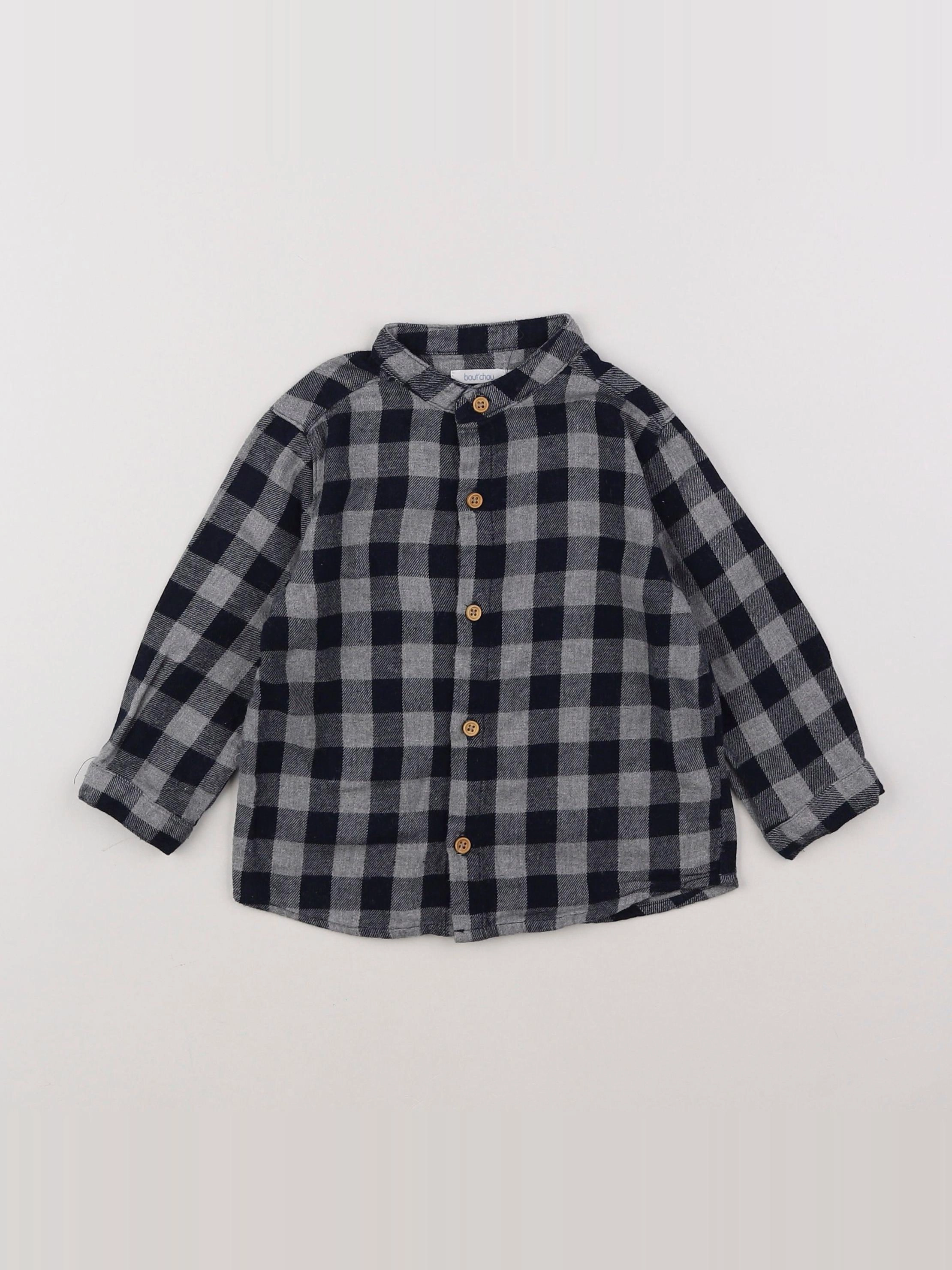 Boutchou - chemise bleu, gris - 12 mois