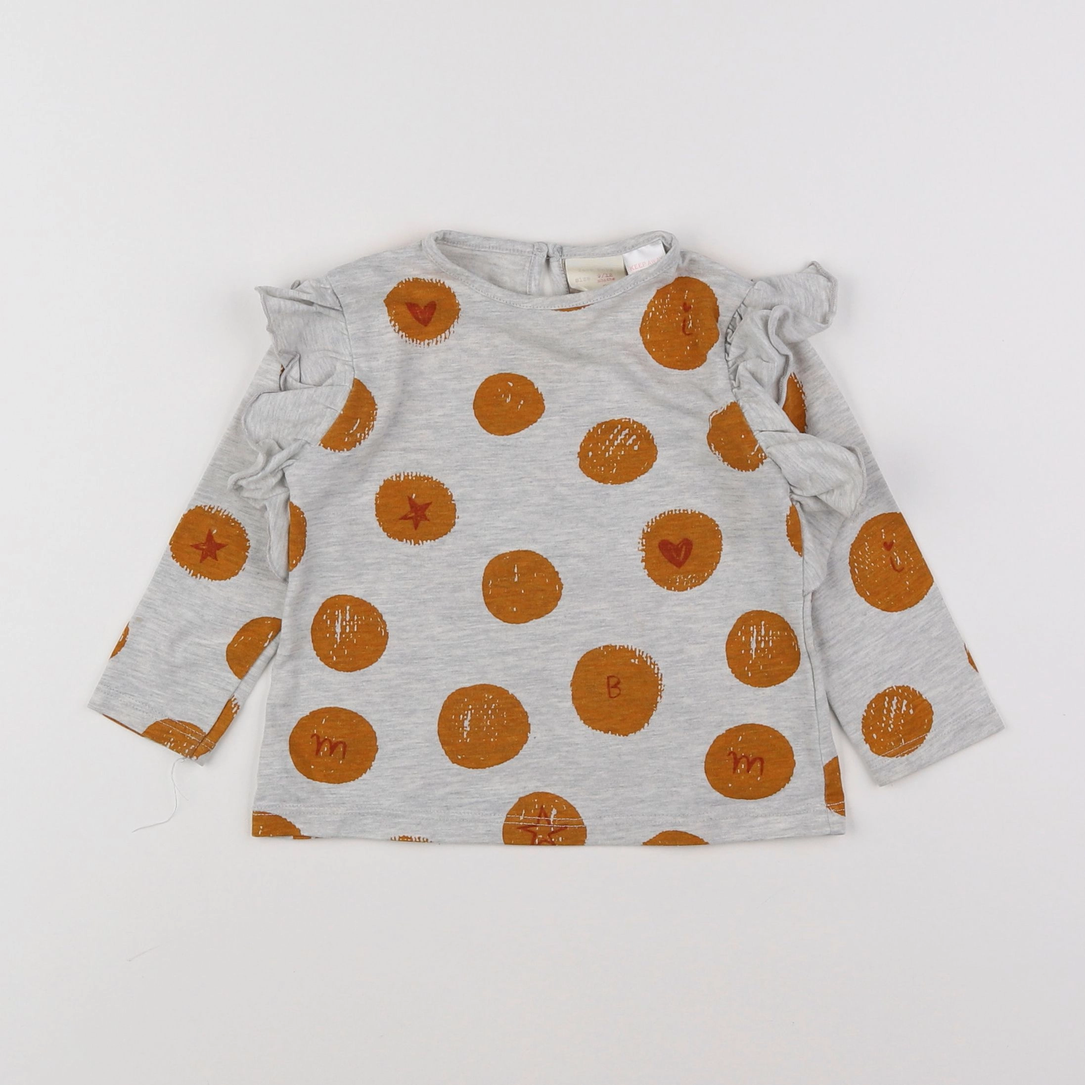 Zara - tee-shirt gris, marron - 9/12 mois