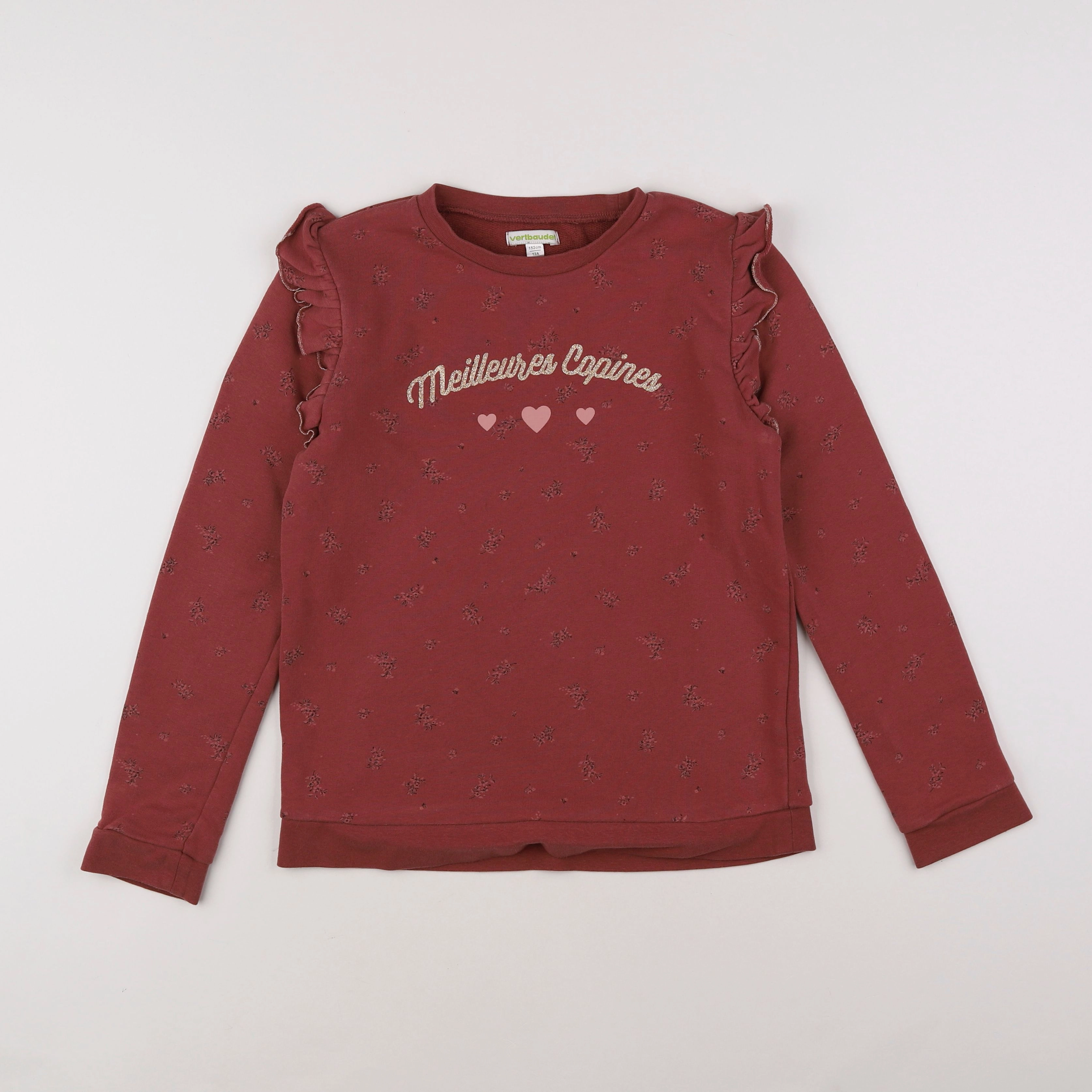 Vertbaudet - sweat rose, or - 12 ans