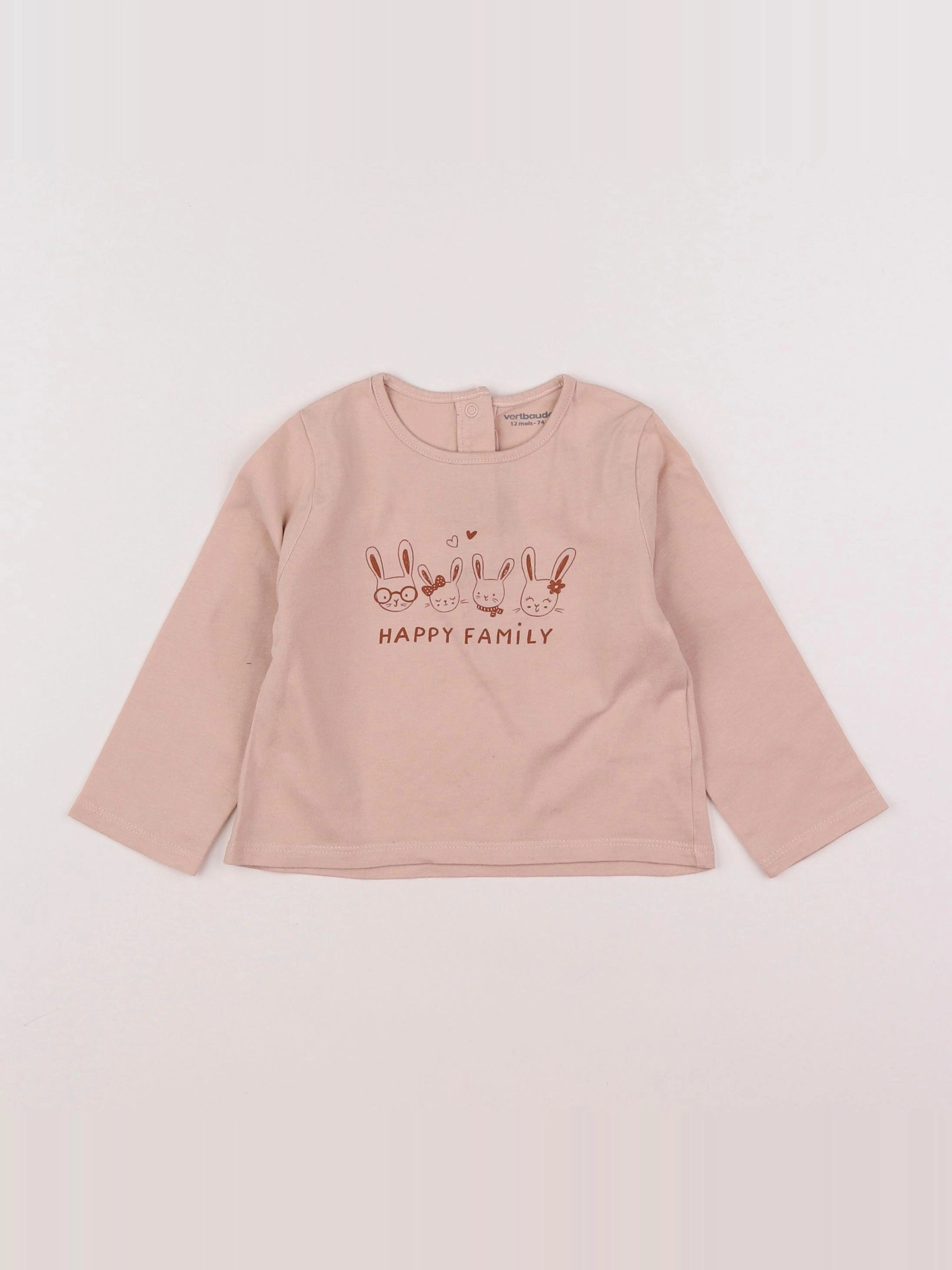 Vertbaudet - tee-shirt rose - 12 mois