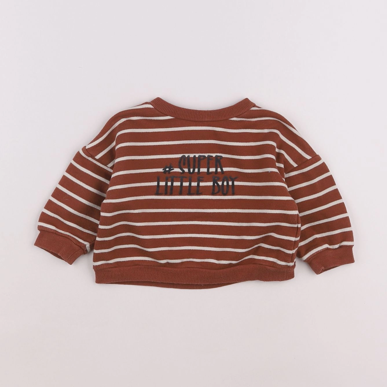 Vertbaudet - sweat marron, blanc - 6 mois