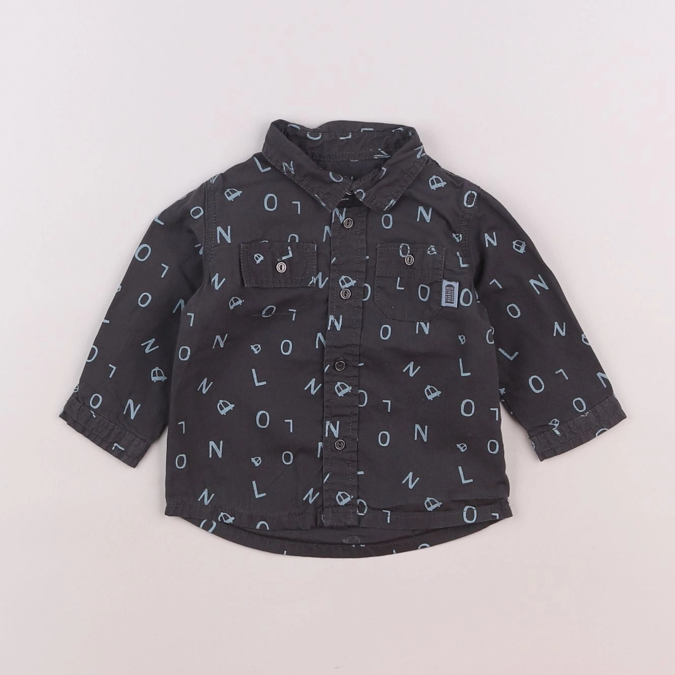 Vertbaudet - chemise gris - 6 mois