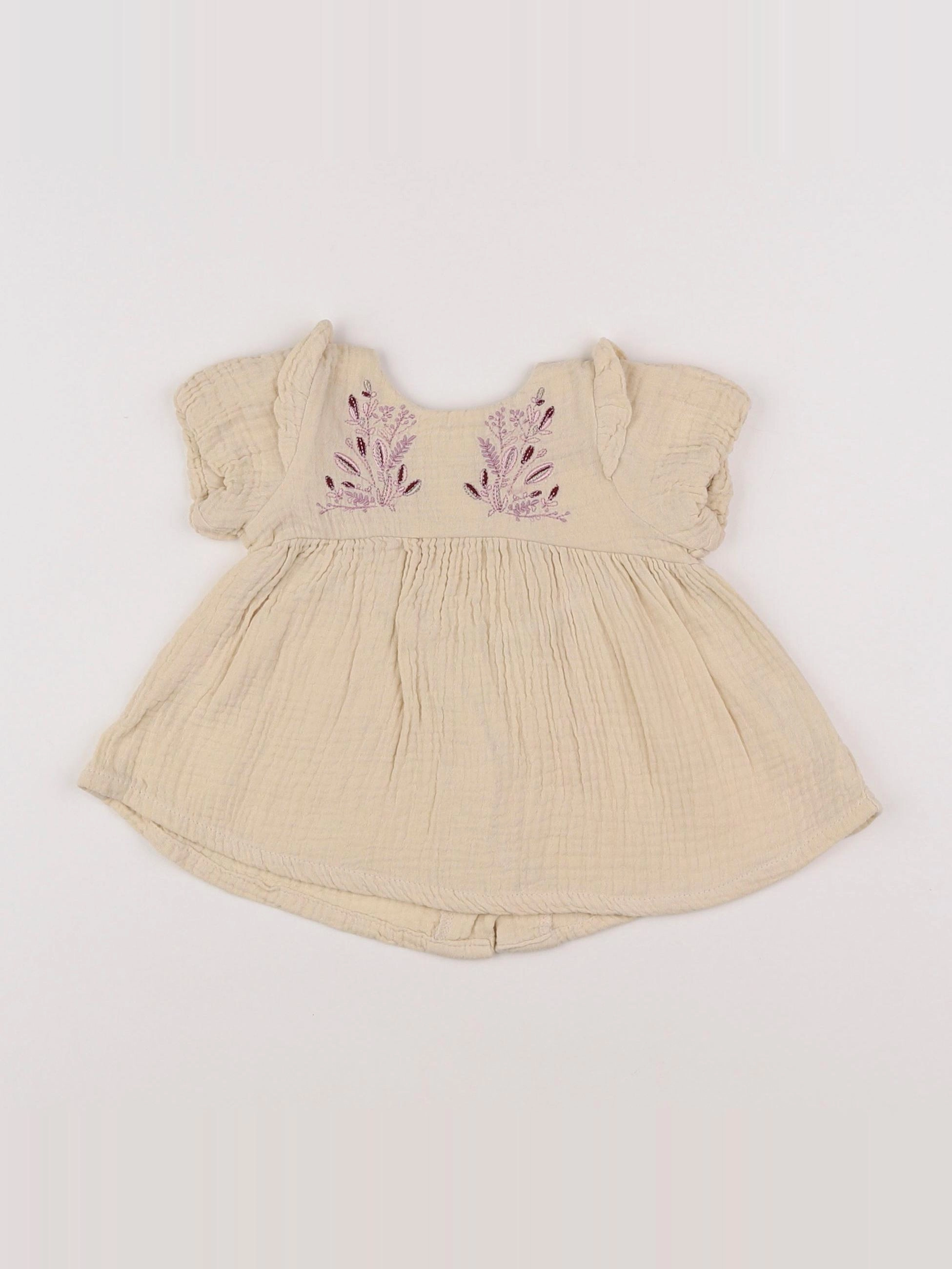 Vertbaudet - robe beige - 1 mois