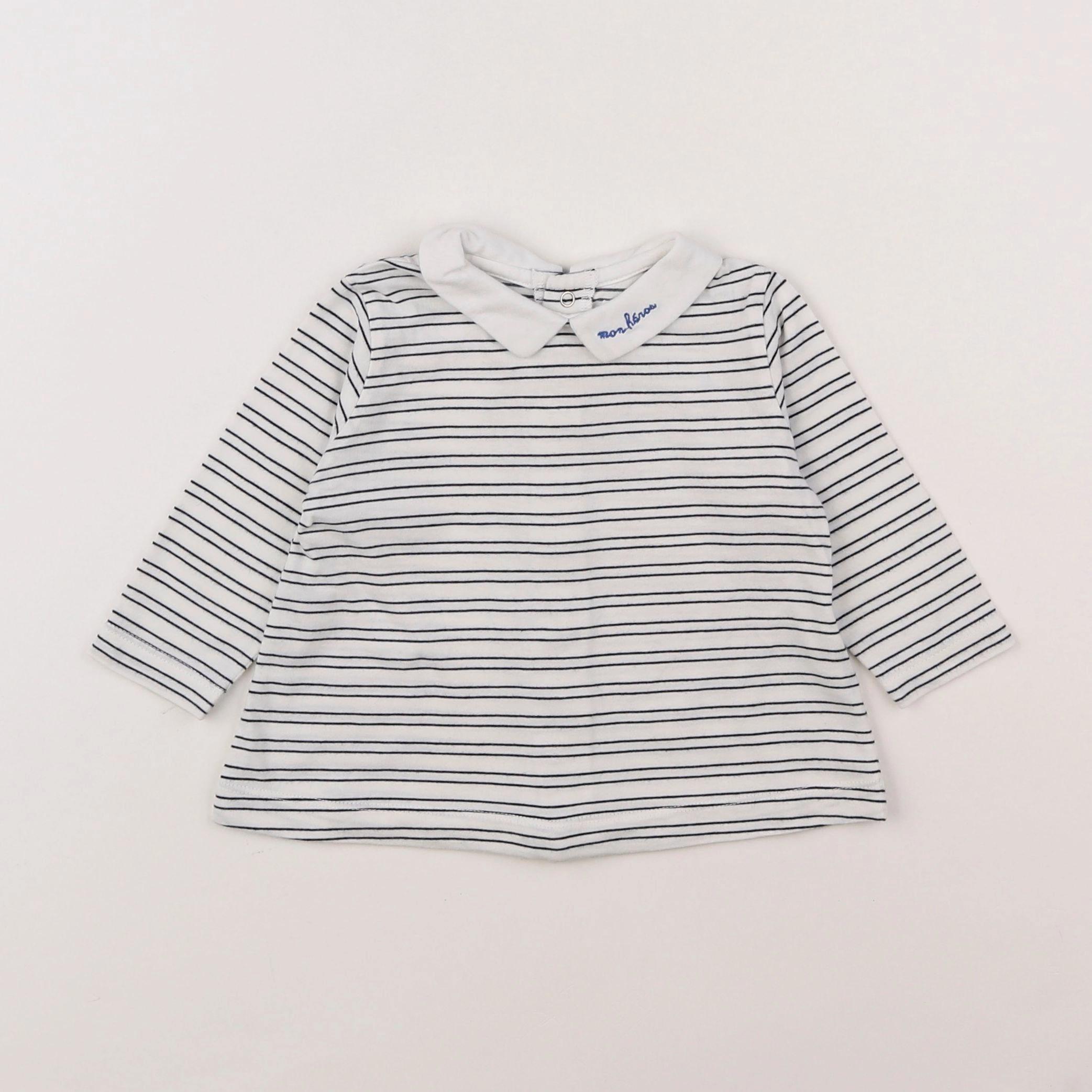 Boutchou - tee-shirt blanc, bleu - 9 mois