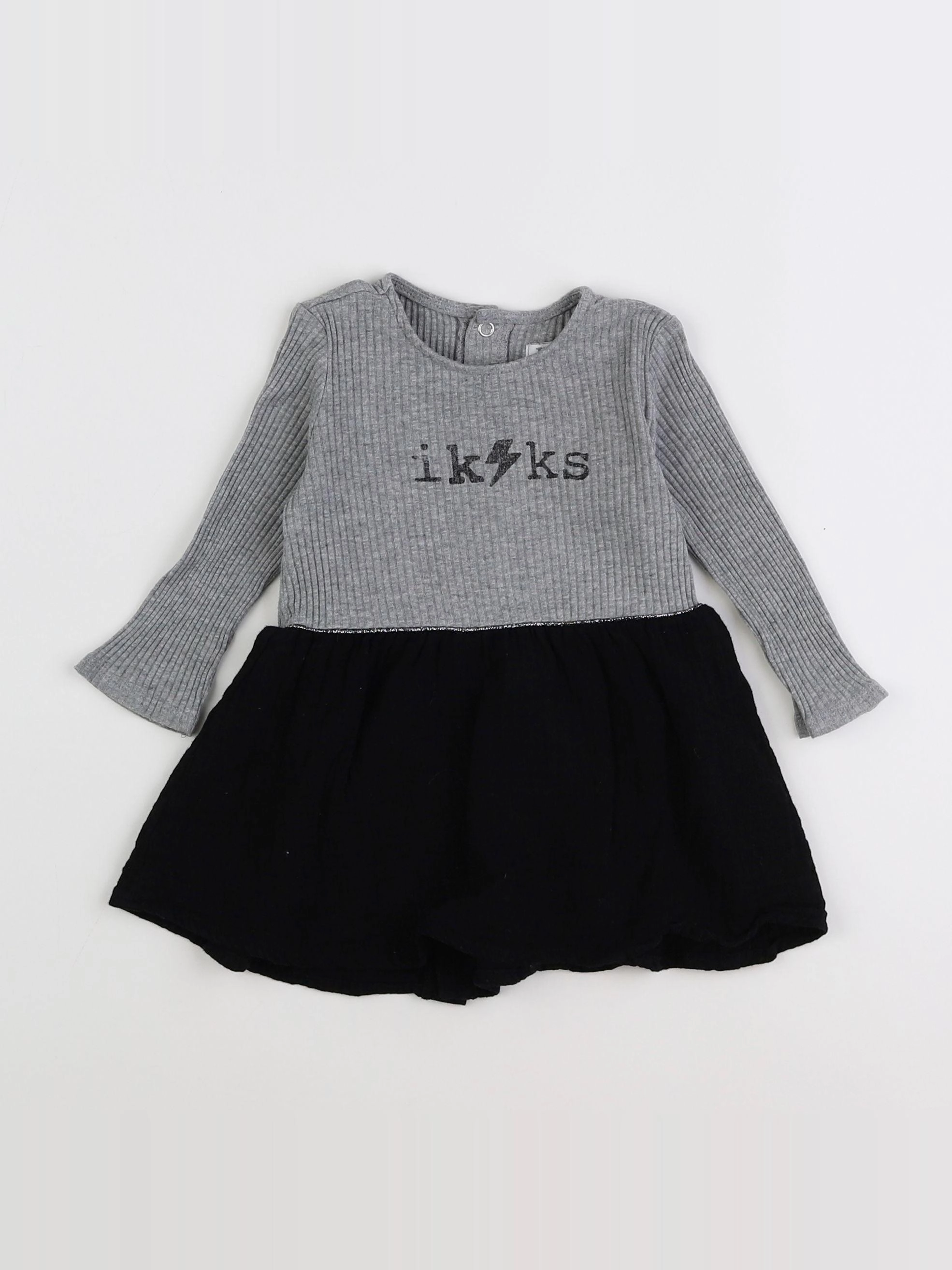 IKKS - robe gris, noir - 12 mois