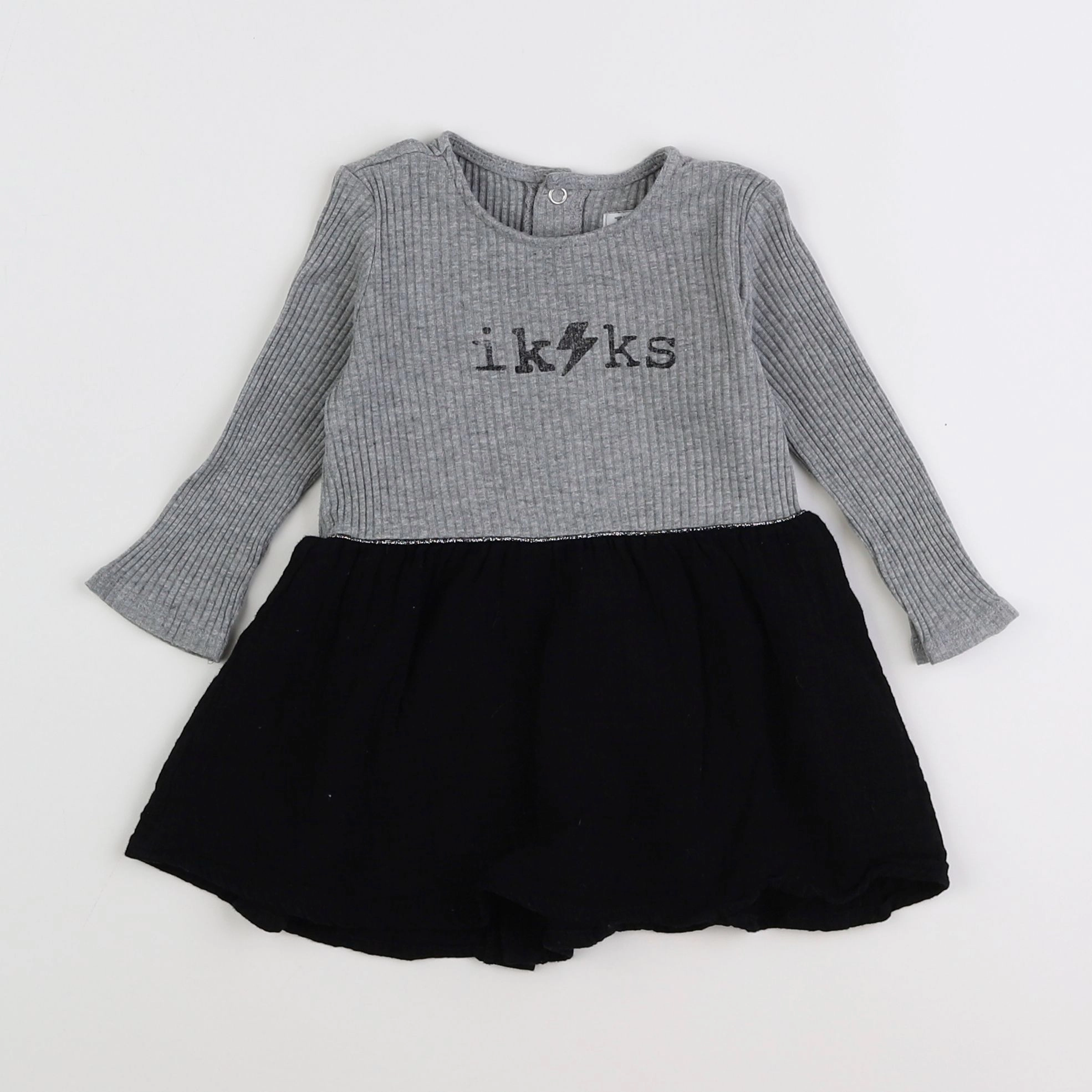 IKKS - robe gris, noir - 12 mois