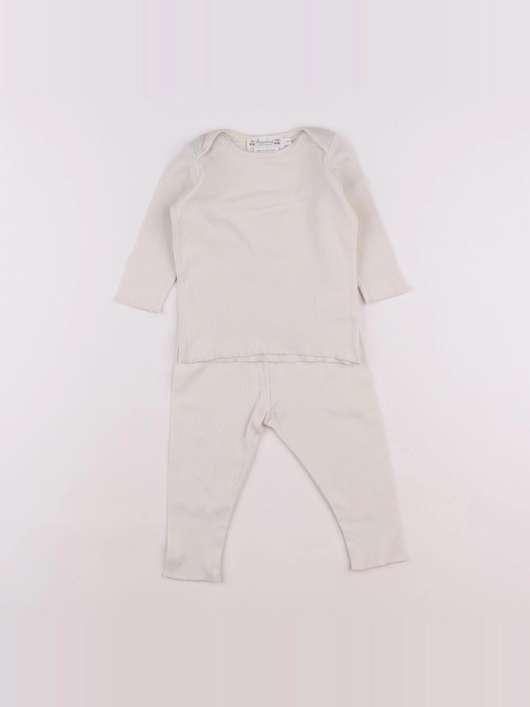 Bonpoint - pyjama coton beige - 12 mois