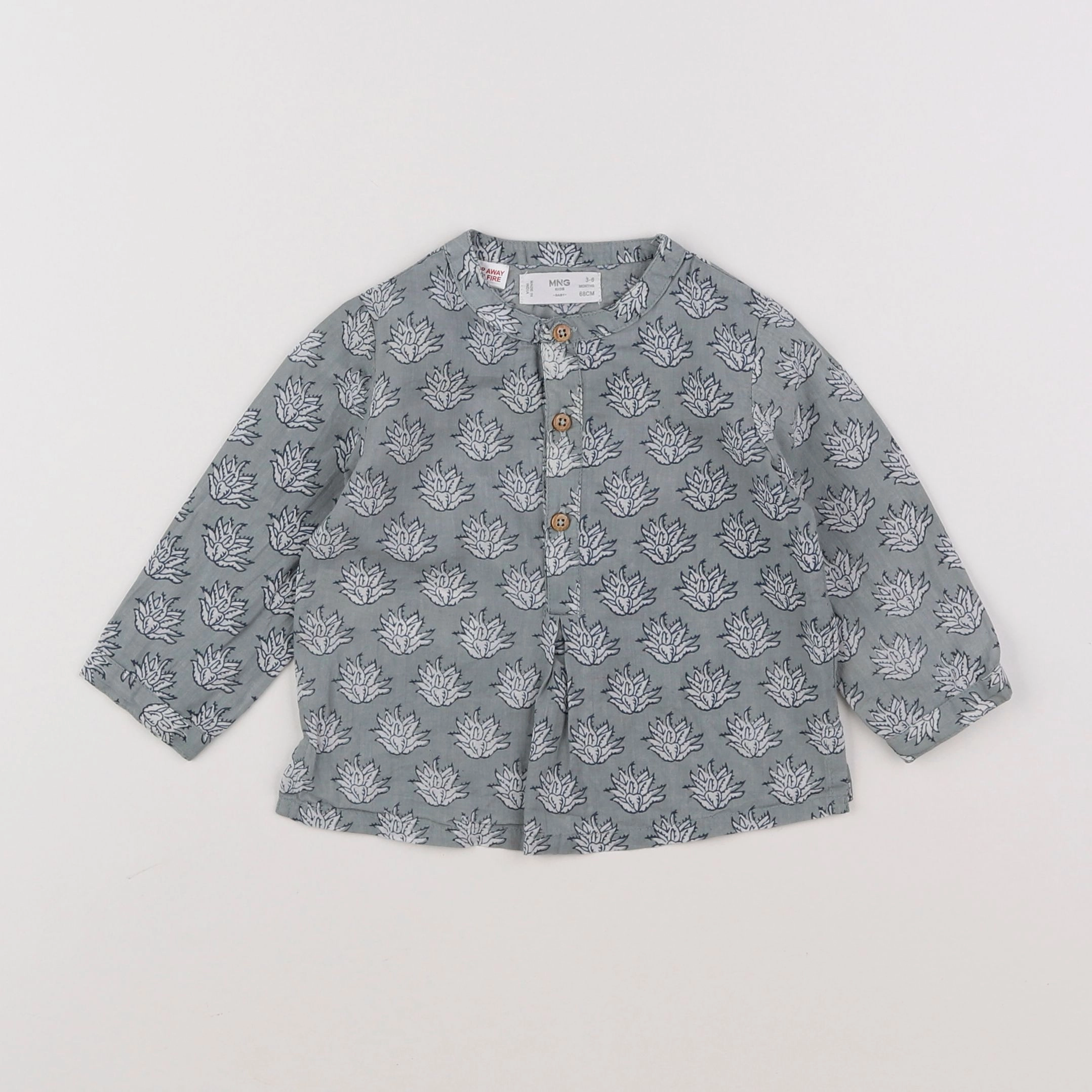 Mango - blouse bleu - 3/6 mois