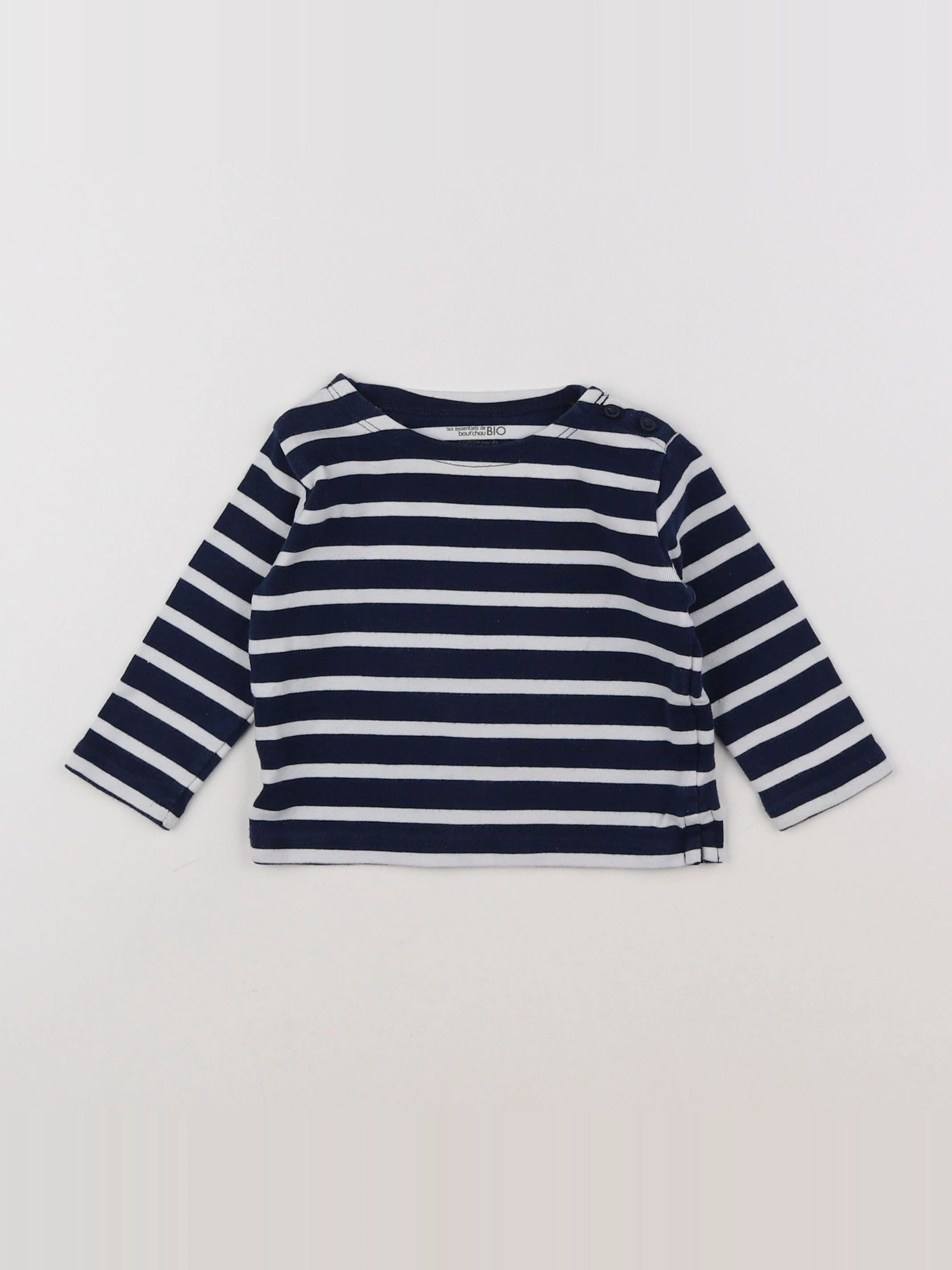 Monoprix - tee-shirt blanc, bleu - 9 mois
