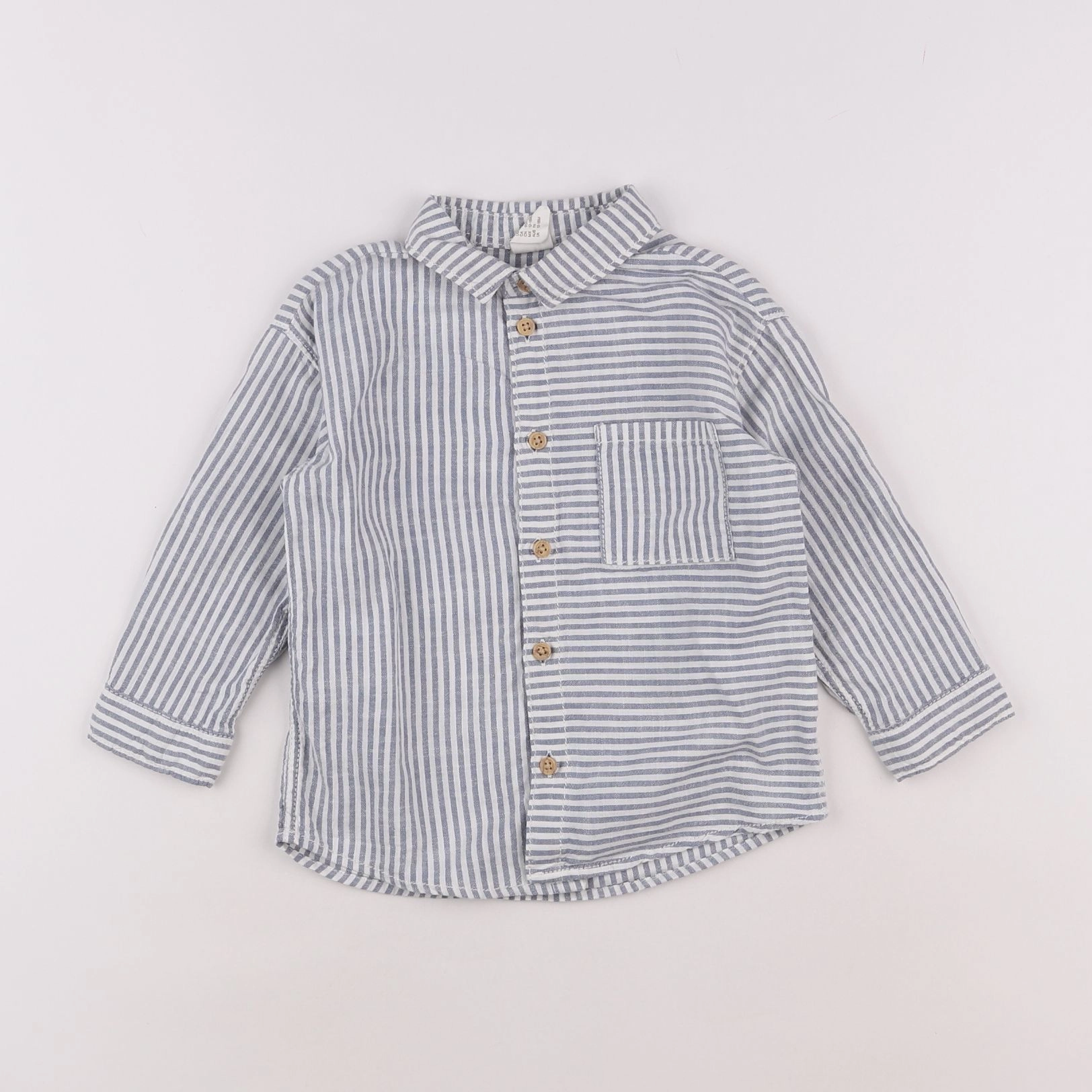 H&M - chemise blanc, bleu - 12/18 mois