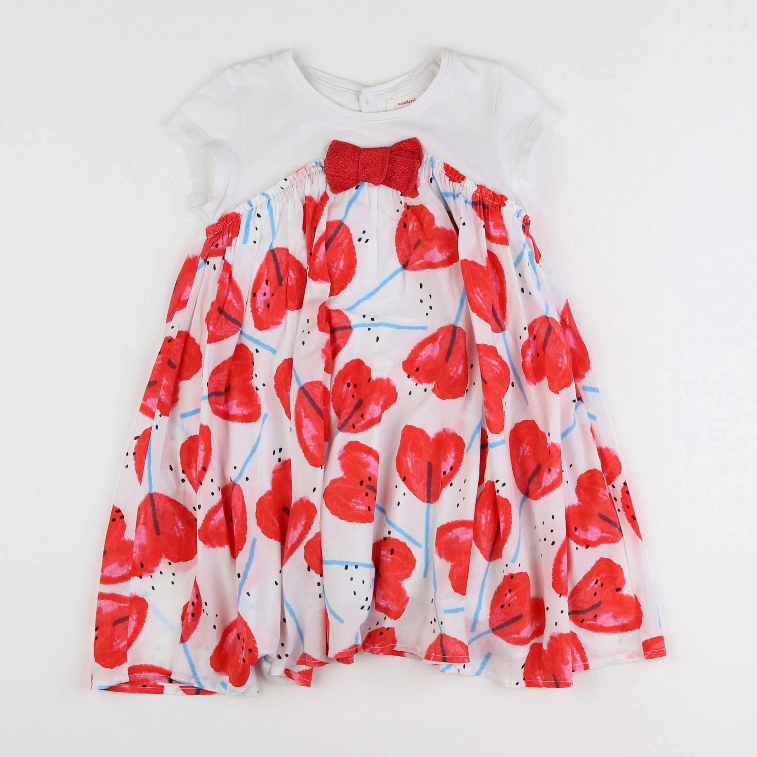 Catimini - robe blanc, rouge - 6 ans