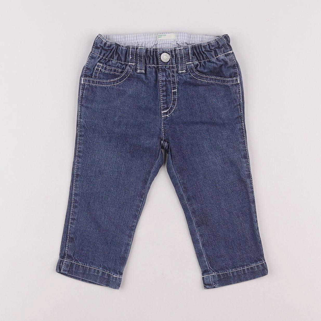 Benetton - pantalon bleu - 6/9 mois