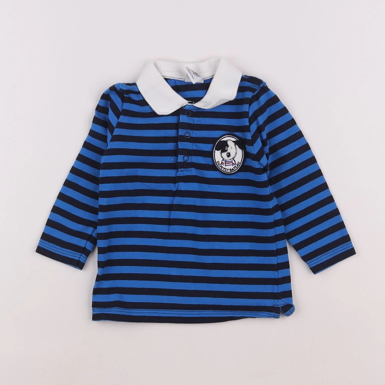 Petit Bateau - polo bleu - 12 mois