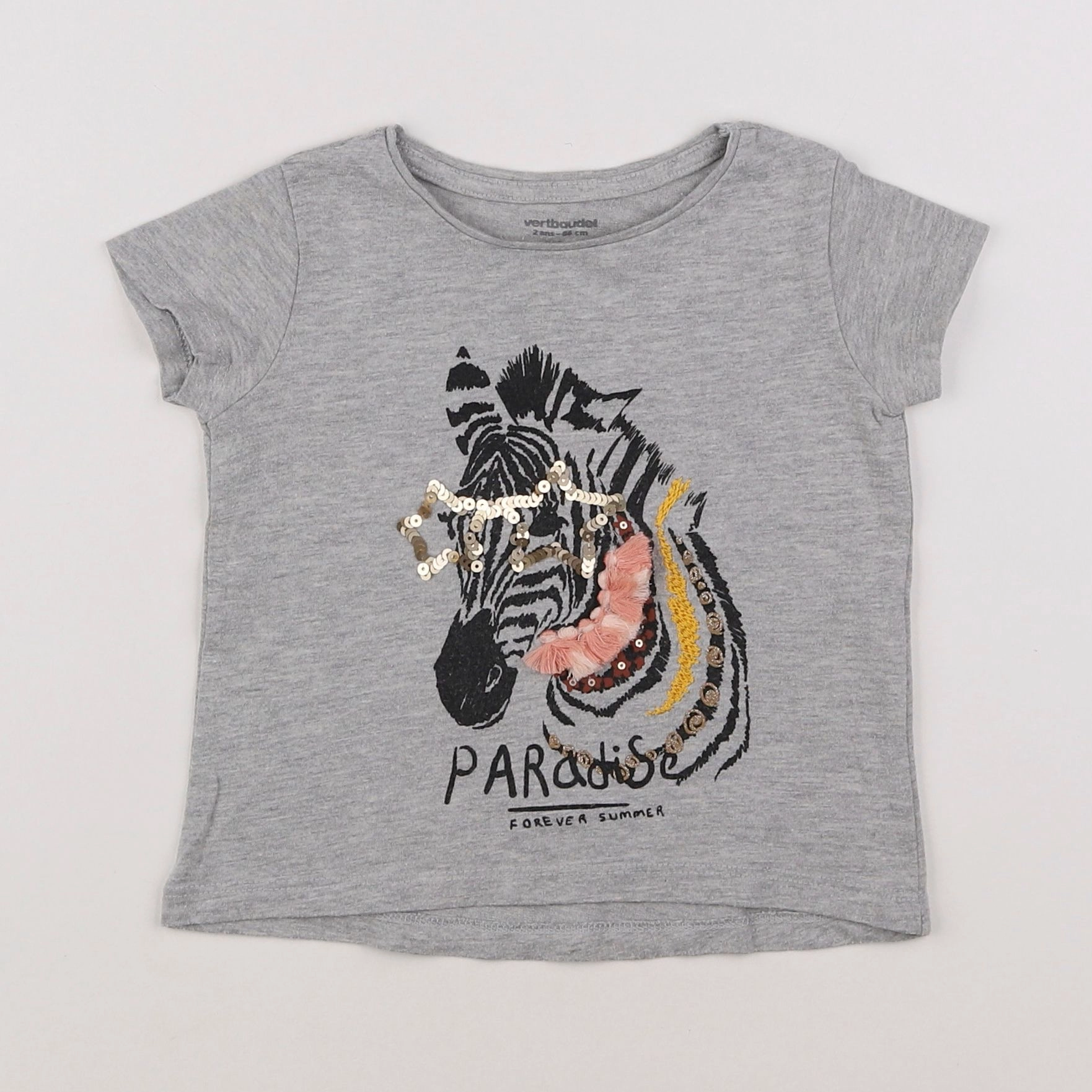 Vertbaudet - tee-shirt gris - 2 ans