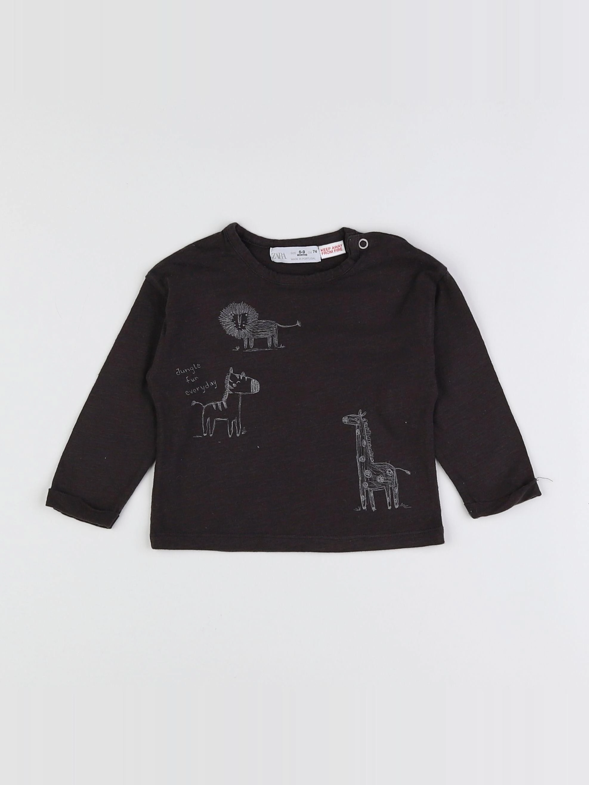 Zara - tee-shirt marron - 6/9 mois