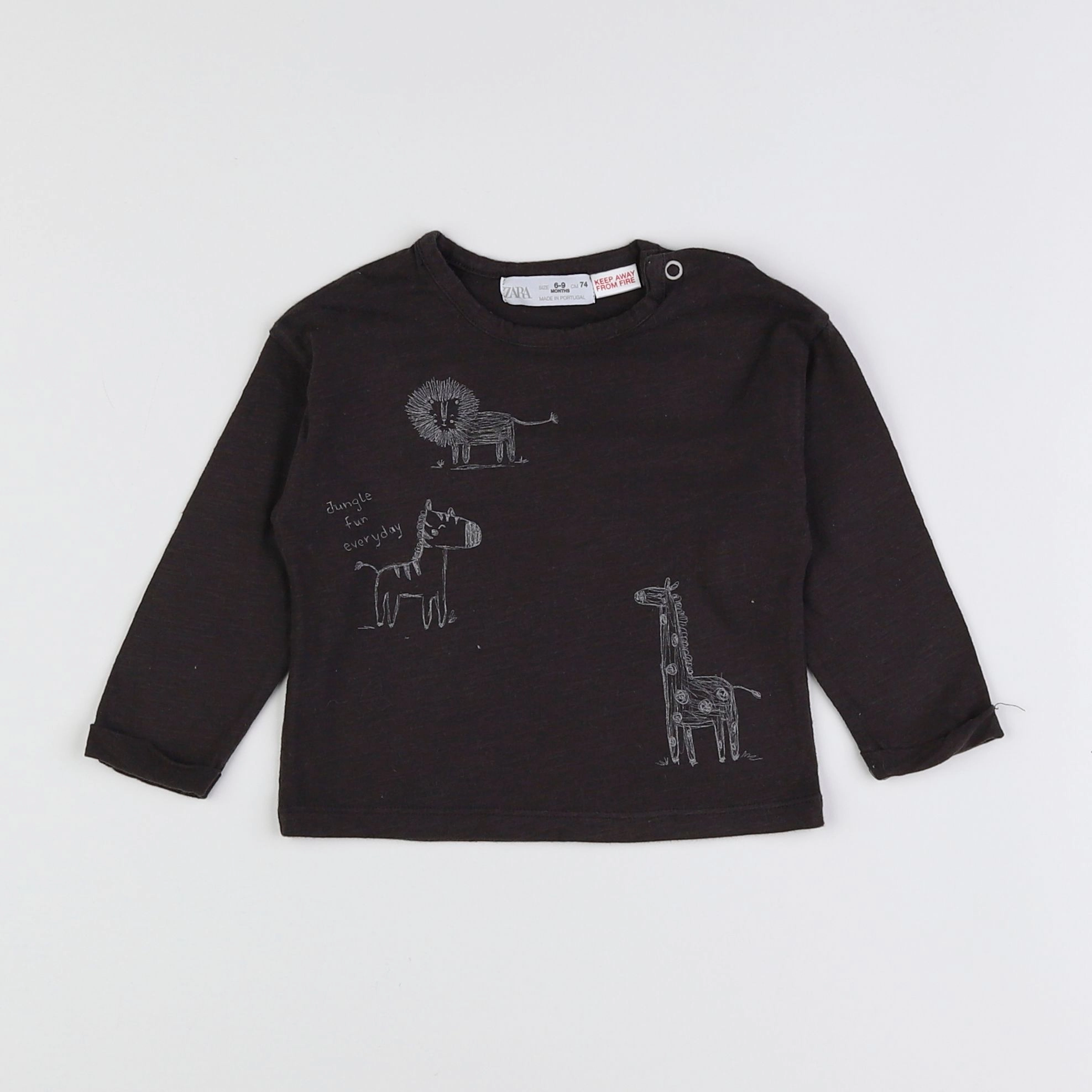 Zara - tee-shirt marron - 6/9 mois
