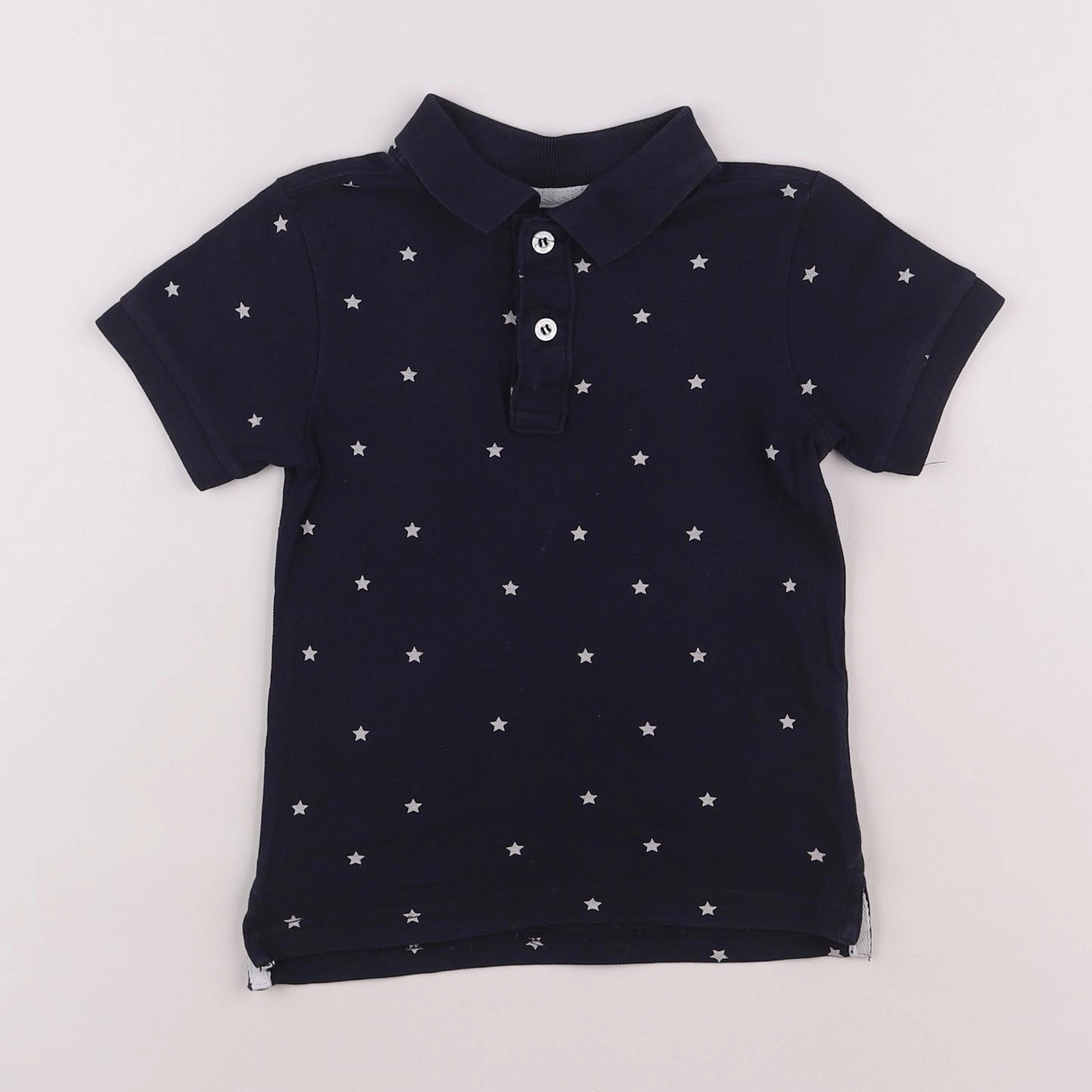 H&M - polo bleu - 2/4 ans