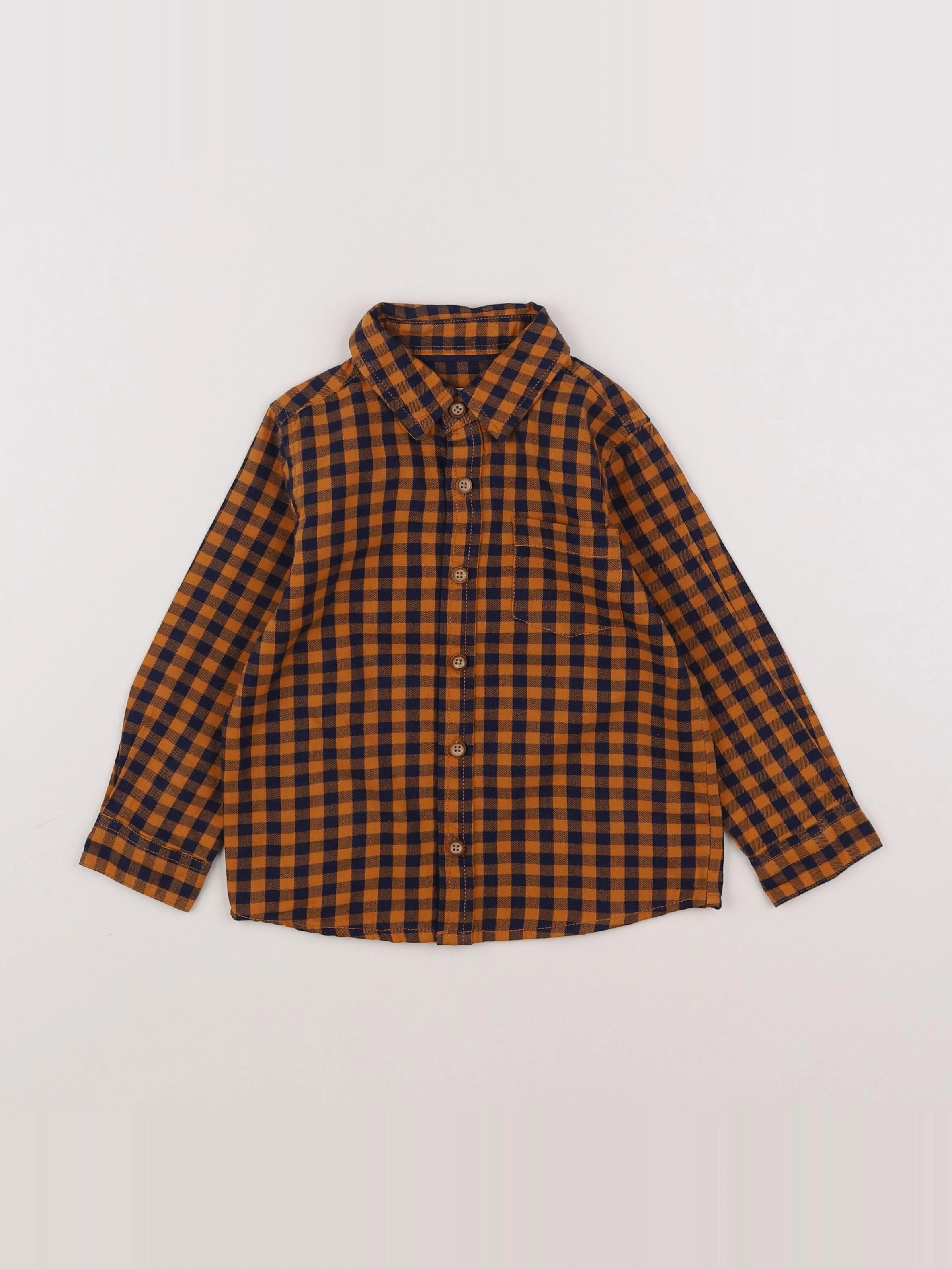 Mango - chemise bleu, marron - 18 mois à 2 ans