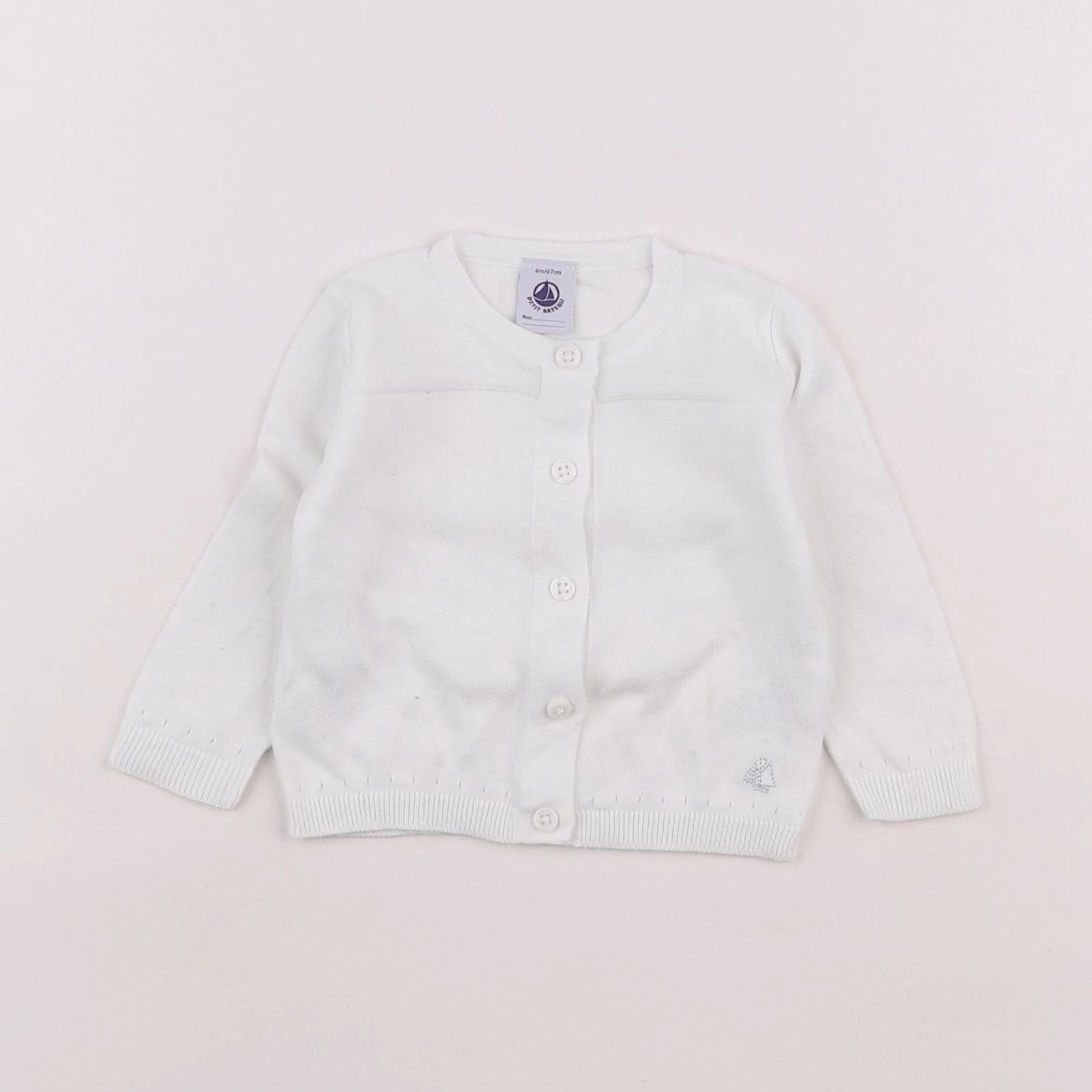 Petit Bateau - gilet blanc - 6 mois