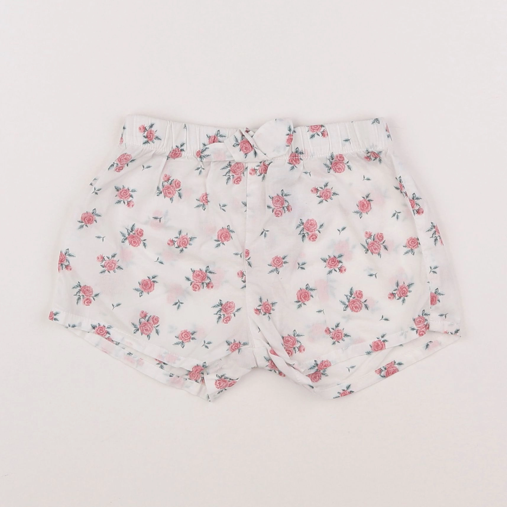 H&M - short blanc, rose - 12/18 mois