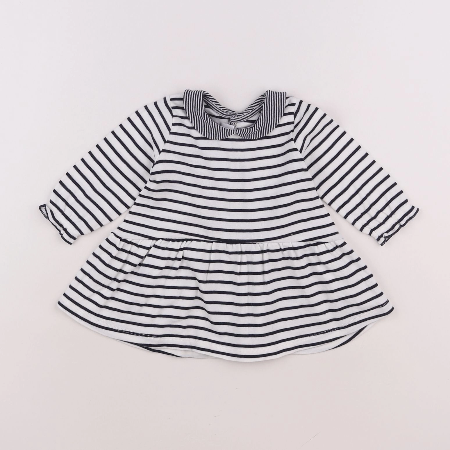 Petit Bateau - robe blanc, bleu - 6 mois