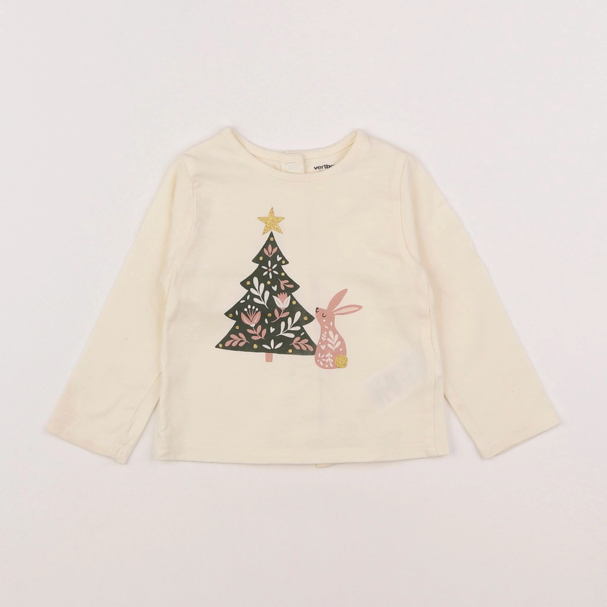 Vertbaudet - tee-shirt beige - 9 mois