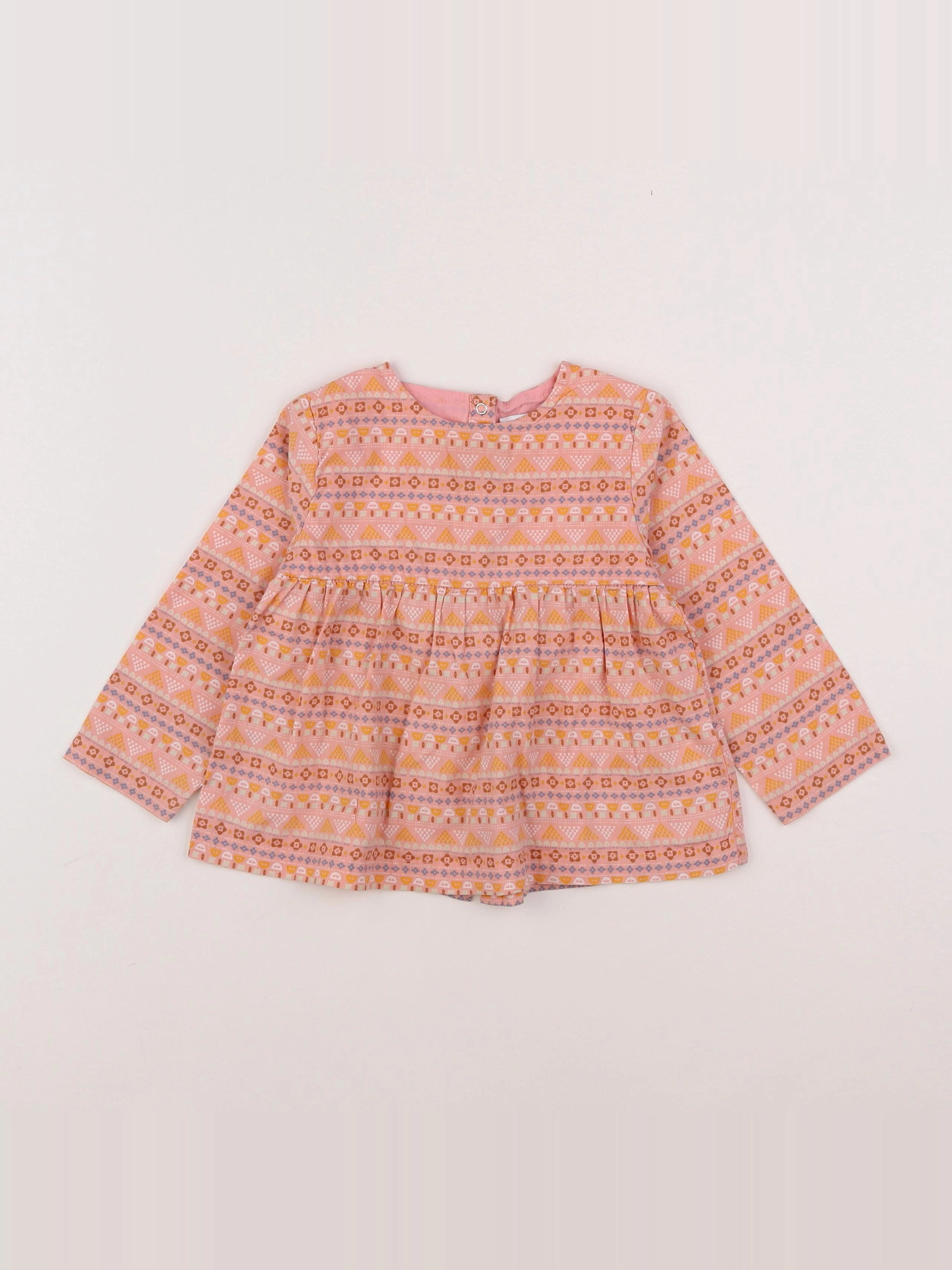 Vertbaudet - blouse orange, rose - 2 ans