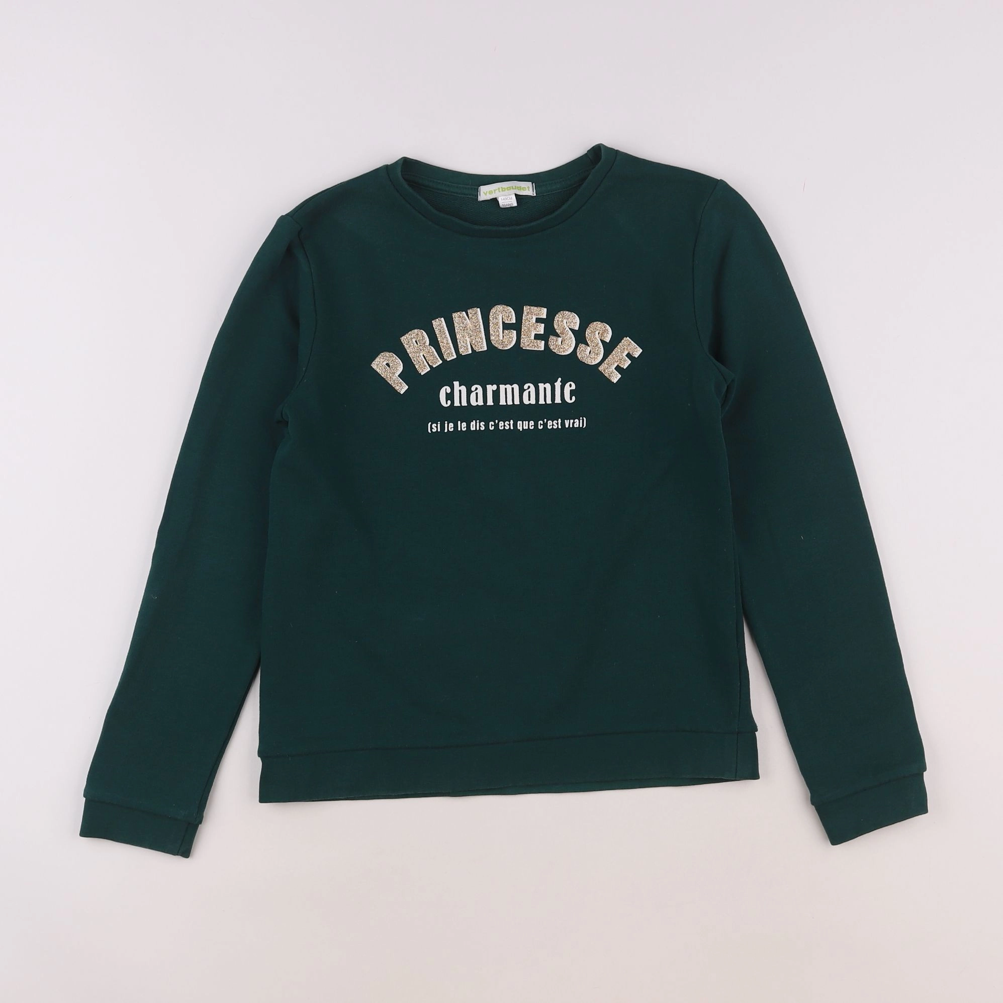 Vertbaudet - sweat vert - 10 ans