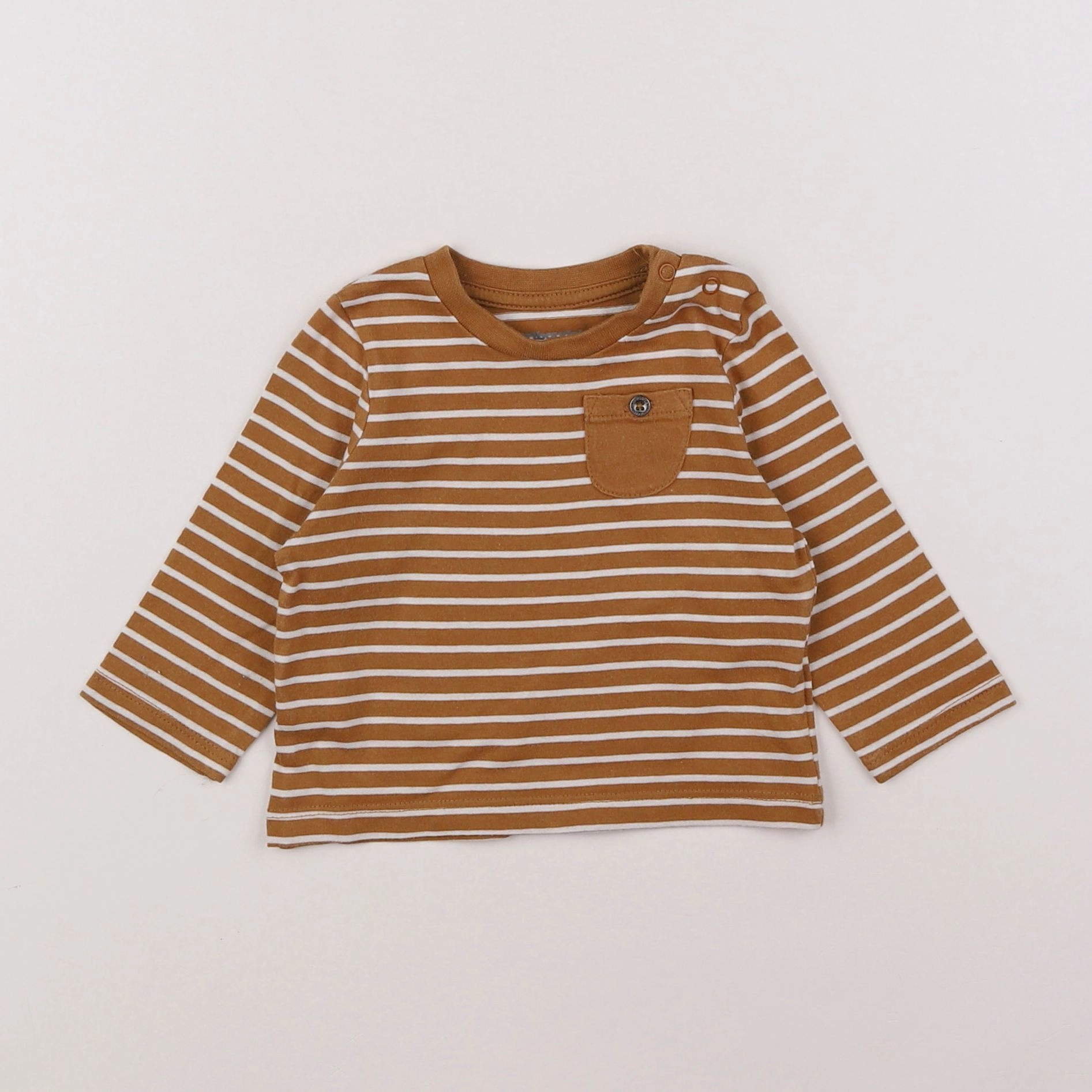 Vertbaudet - tee-shirt blanc, marron - 3 mois