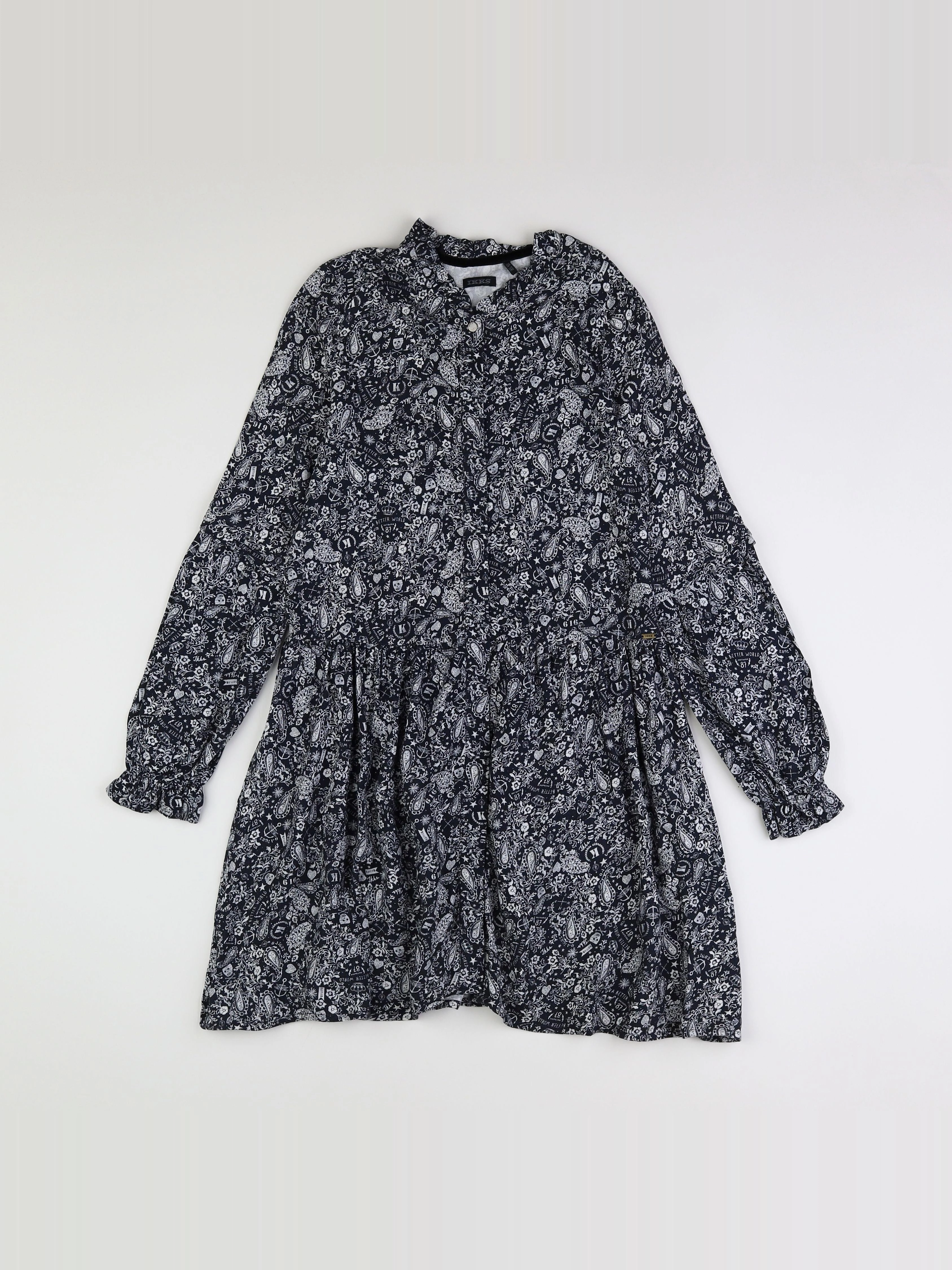 IKKS - robe blanc, noir - 10 ans